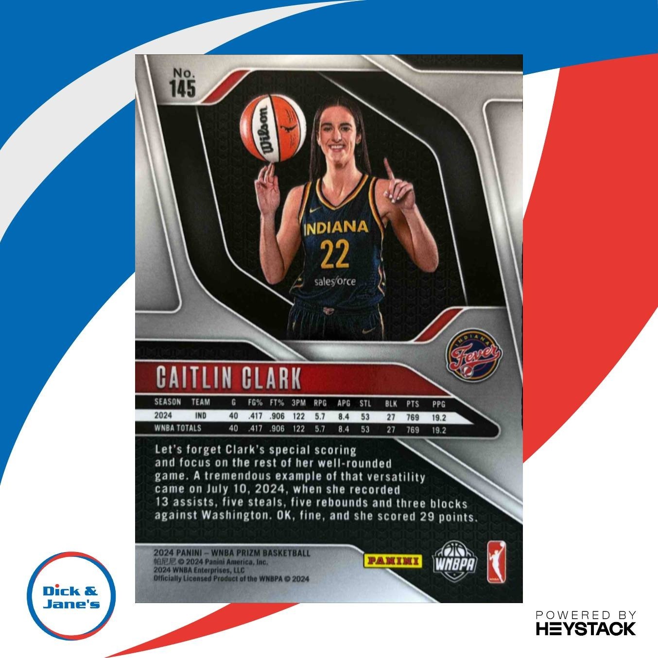 2024 Panini WNBA Prizm Caitlin Clark #145 RC Indiana Fever - Sports Cards
