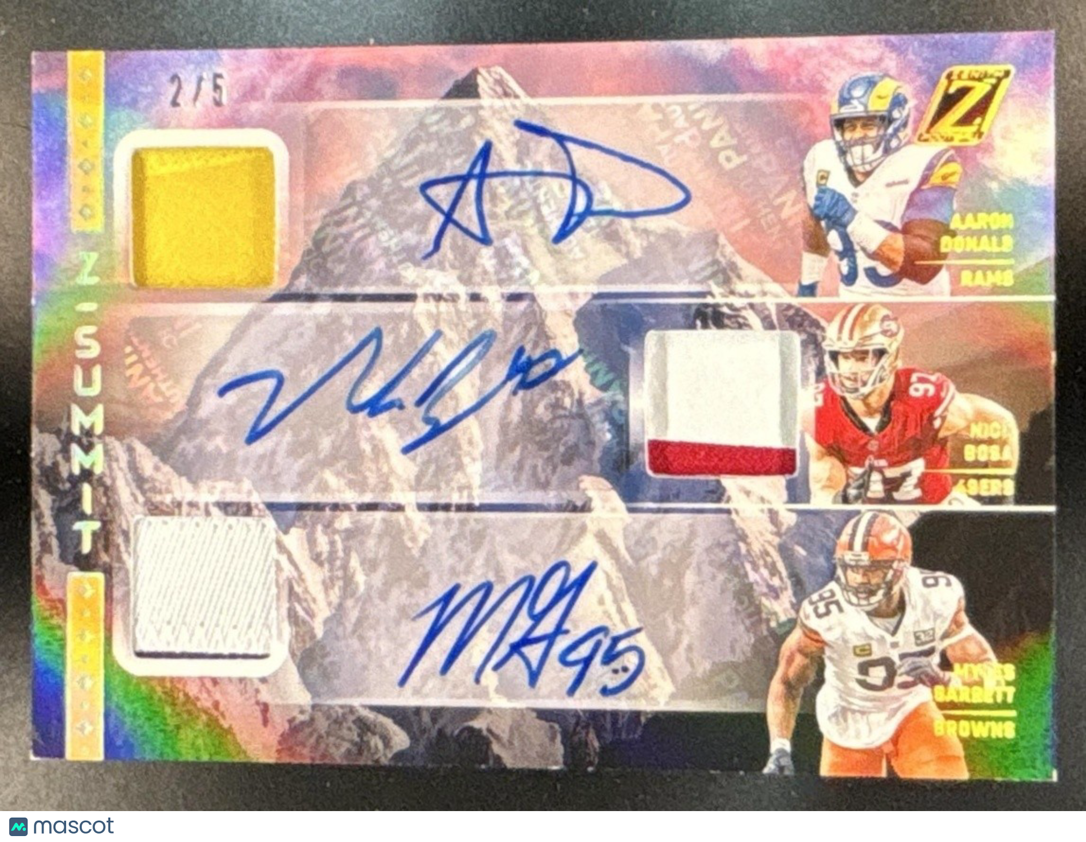 2024 Panini Zenith Aaron Donald Myles Garrett Nick Bosa Z Summit Patch Auto /5 - Sports Cards