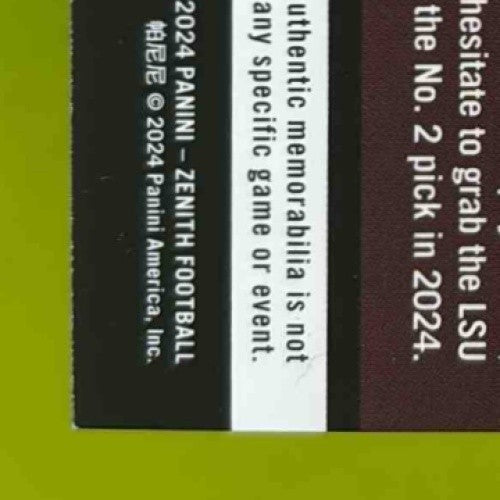 2024 Panini Zenith Jayden Daniels Turning Pro Memorabilia Prime 17/49 #TPM-JDS - Sports Cards