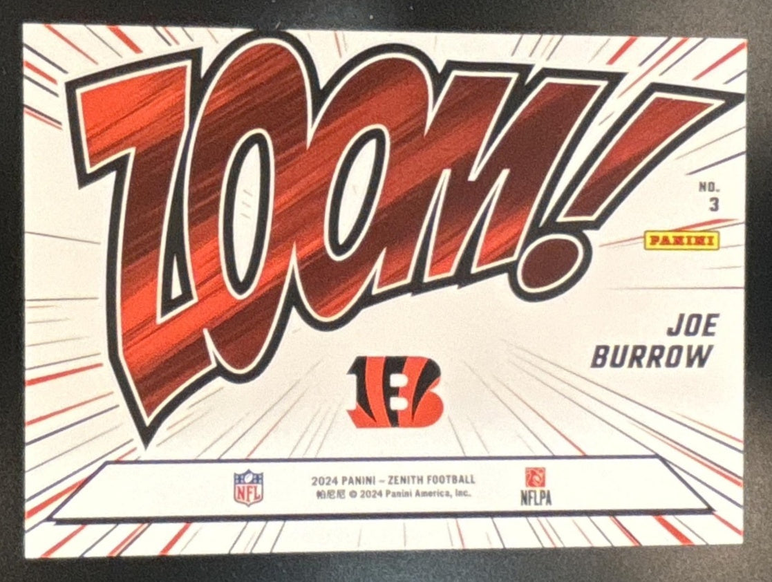 2024 Panini Zenith Joe Burrow Zoom Red /99 #3 Cincinnati Bengals - Sports Cards