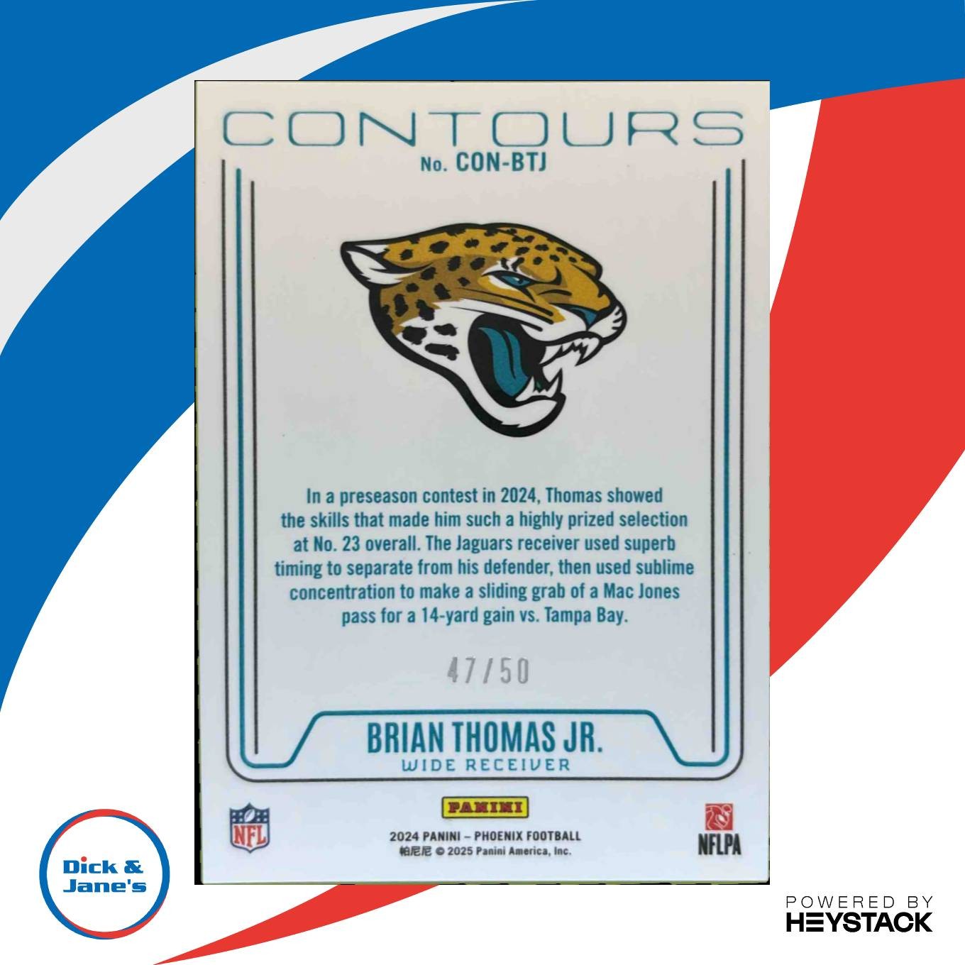2024 Phoenix Brian Thomas Jr. Contours Blue /50 #CON-BTJ RC Jacksonville Jaguars - Sports Cards