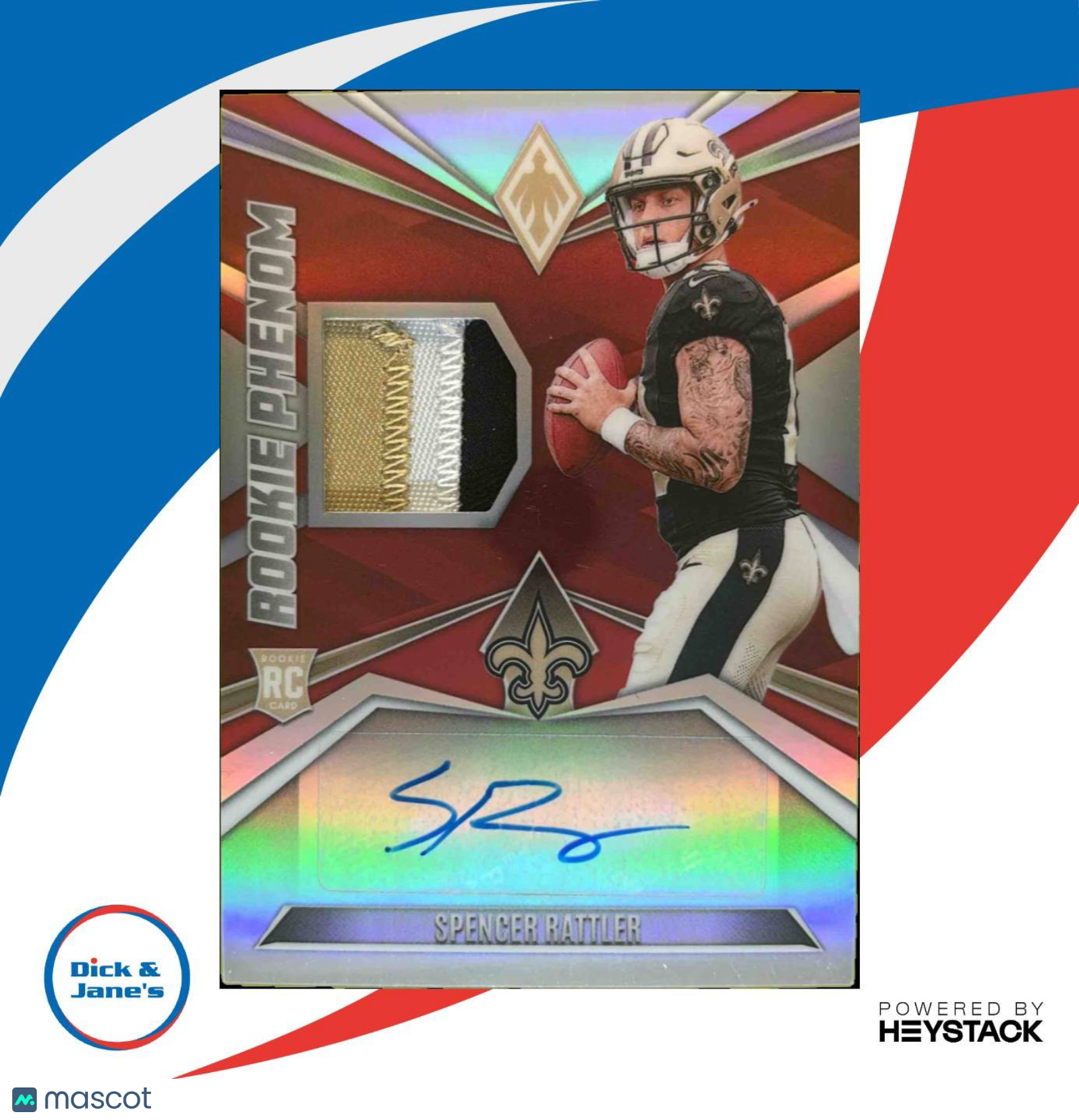 2024 Phoenix Spencer Rattler Rookie Phenom Jerseys Auto Red 95/99 MEM RC - Sports Cards