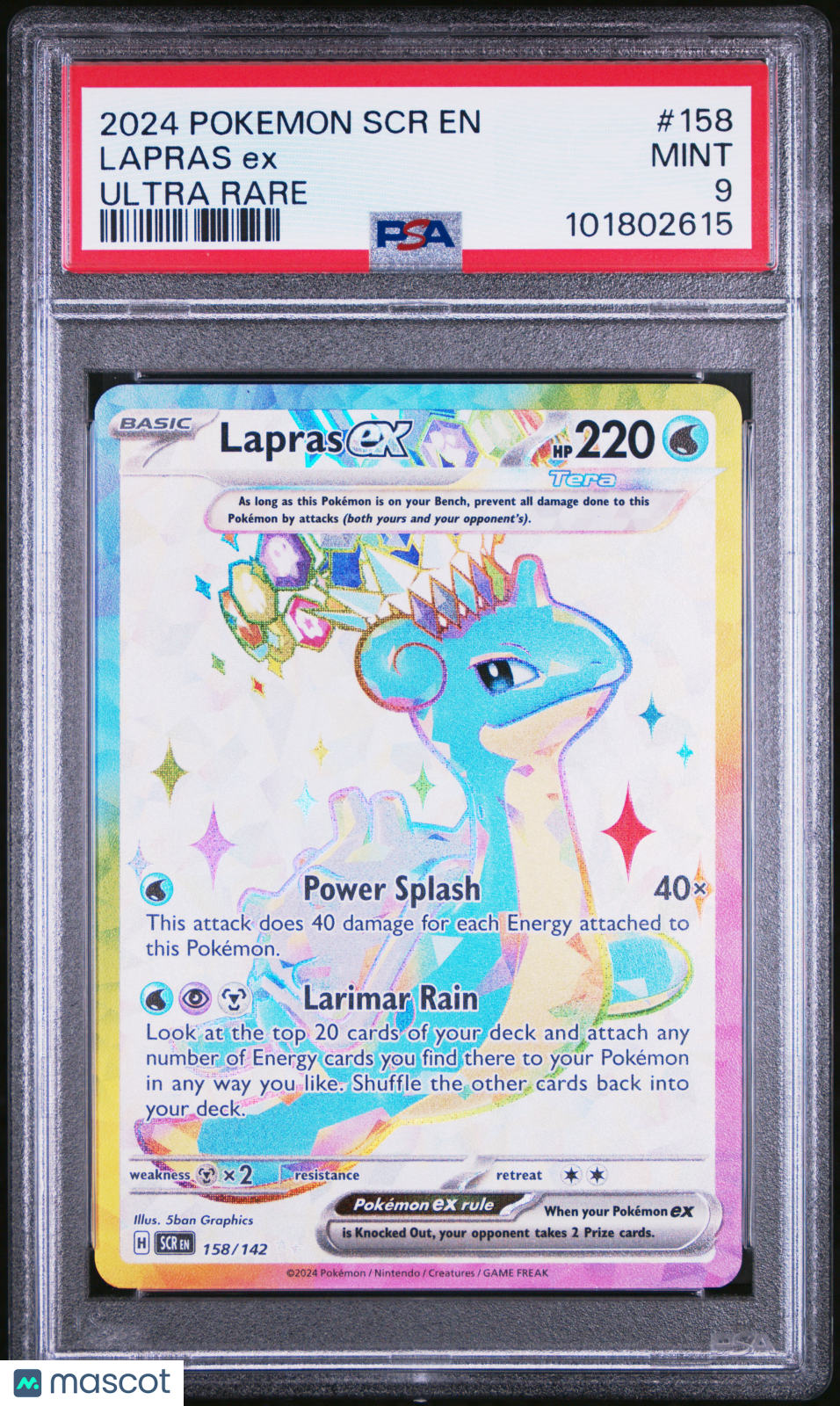 2024 Pokemon SCR EN-Stellar Crown Lapras EX #158 Ultra Rare PSA 9 - Graded TCG/CCG
