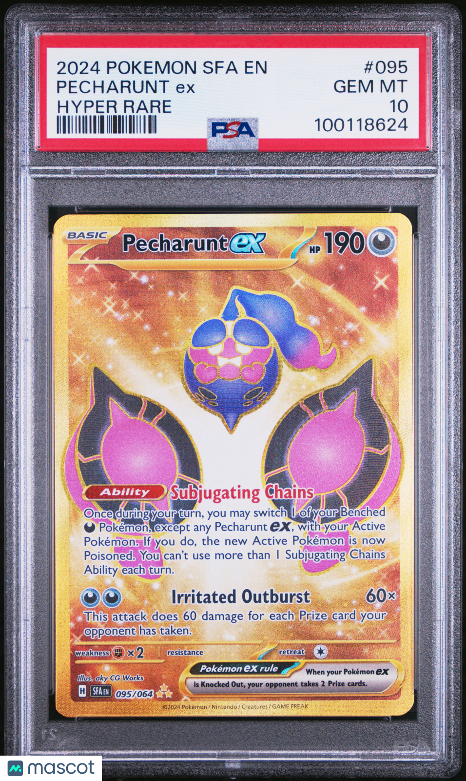 2024 Pokemon Shrouded Fable Pecharunt EX #095 Hyper Rare PSA 10 GEM MINT - Graded TCG/CCG