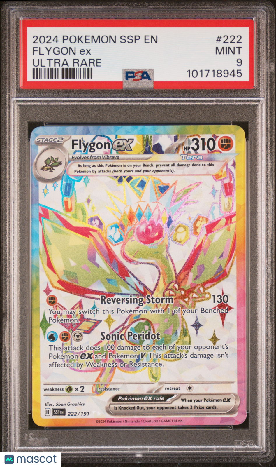 2024 Pokemon SSP EN-Surging Sparks Flygon EX #222 Ultra Rare PSA 9 - Graded TCG/CCG