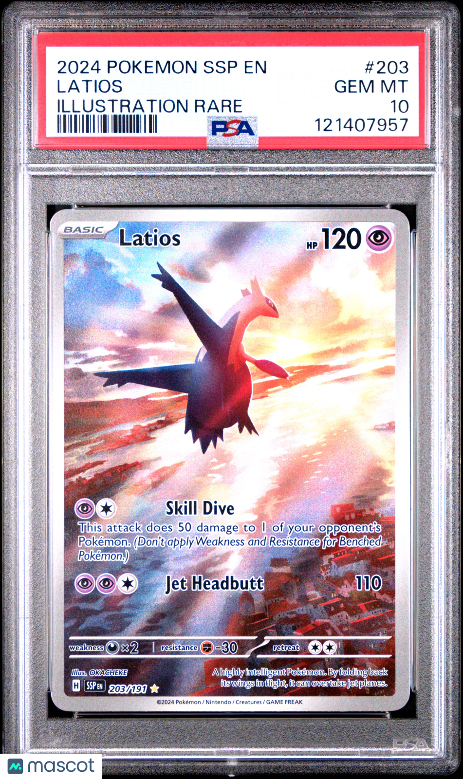 2024 Pokemon SSP EN-Surging Sparks Latios #203 Illustration Rare PSA 10 - Graded TCG/CCG