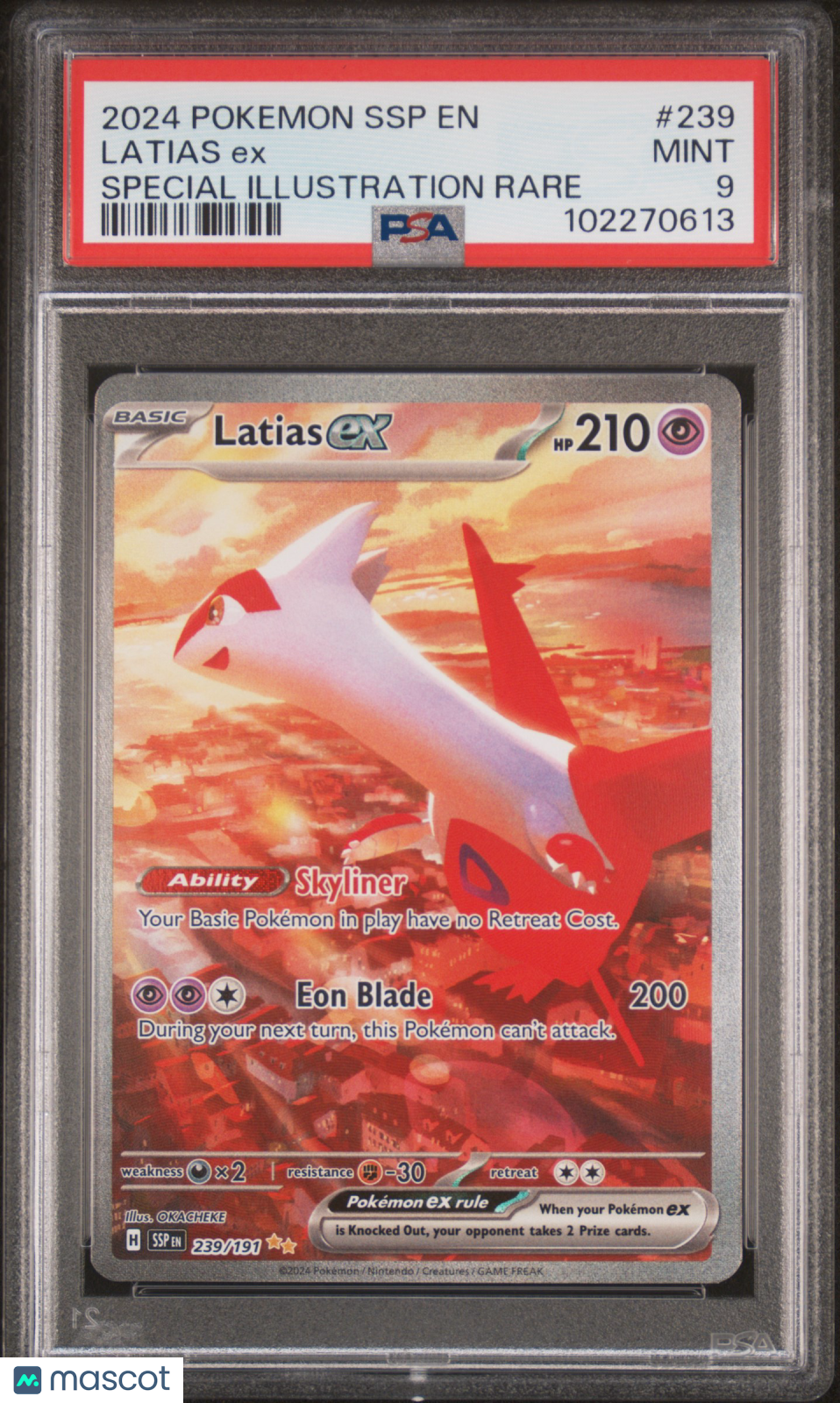 2024 Pokemon Surging Sparks Latias EX #239 Special Illustration Rare PSA 9 MINT - Graded TCG/CCG