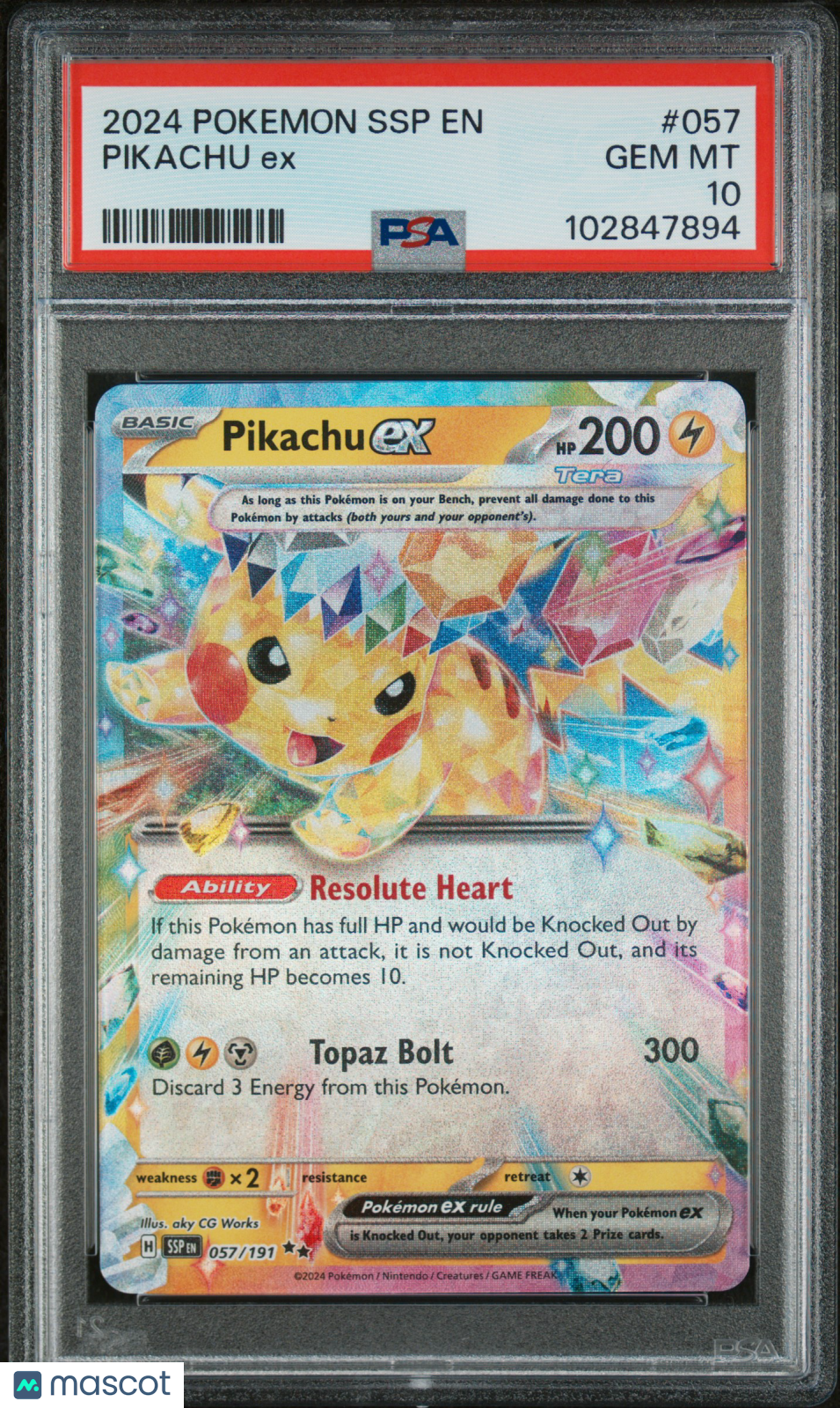 2024 Pokemon Surging Sparks Pikachu EX #057 PSA 10 GEM MINT - Graded TCG/CCG