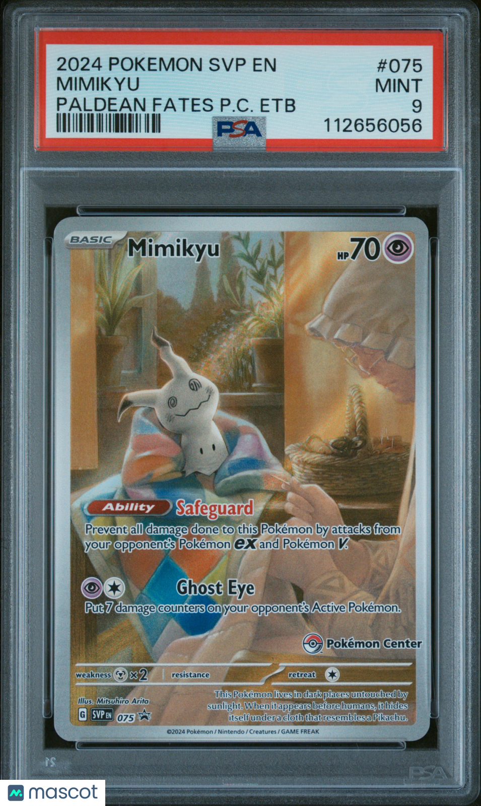 2024 Pokemon SV Black Star Promo Mimikyu #075 PC ETB PSA 9 MINT - Graded TCG/CCG
