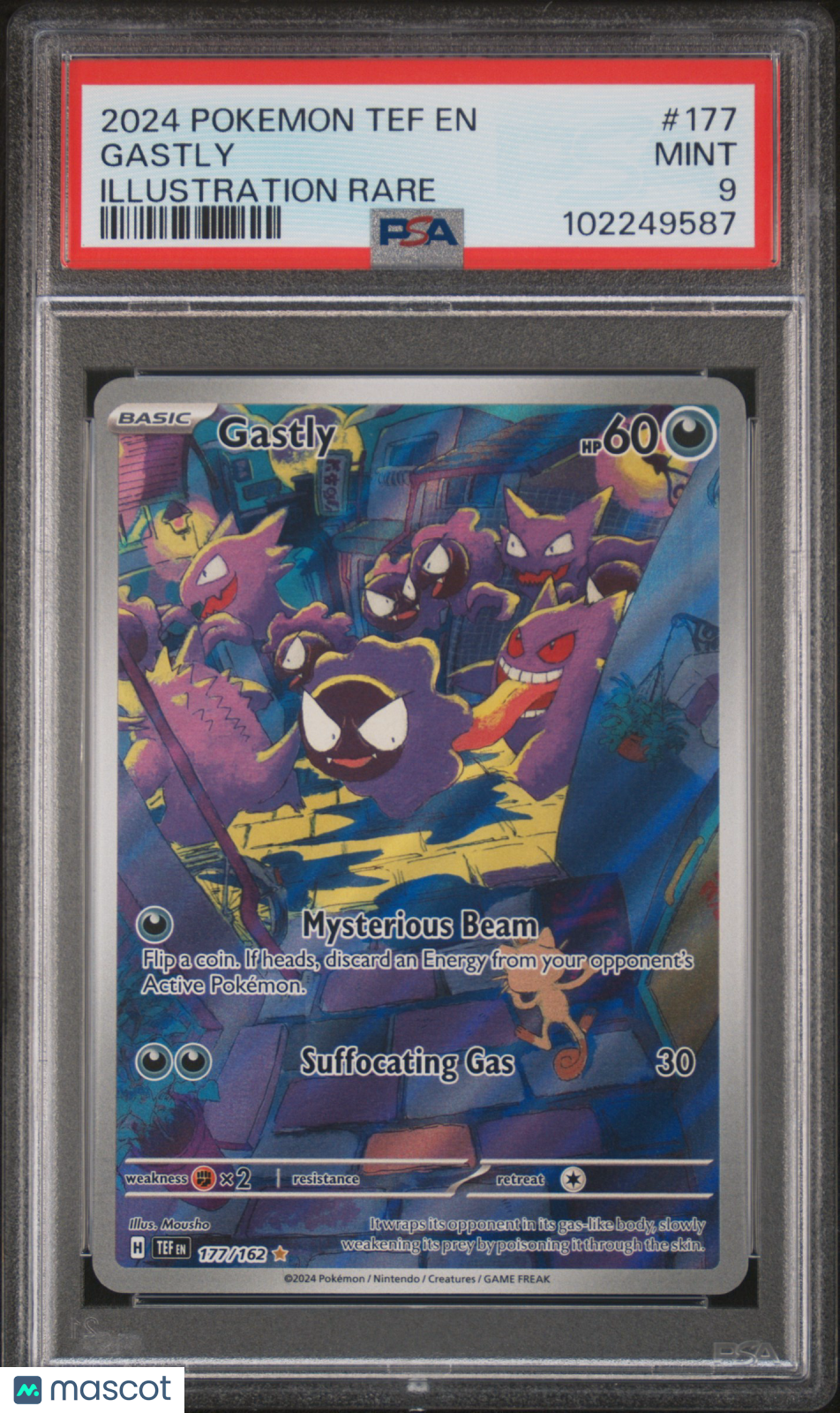 2024 Pokemon Tef Gastly #177 Illustration Rare PSA 9 - Graded TCG/CCG