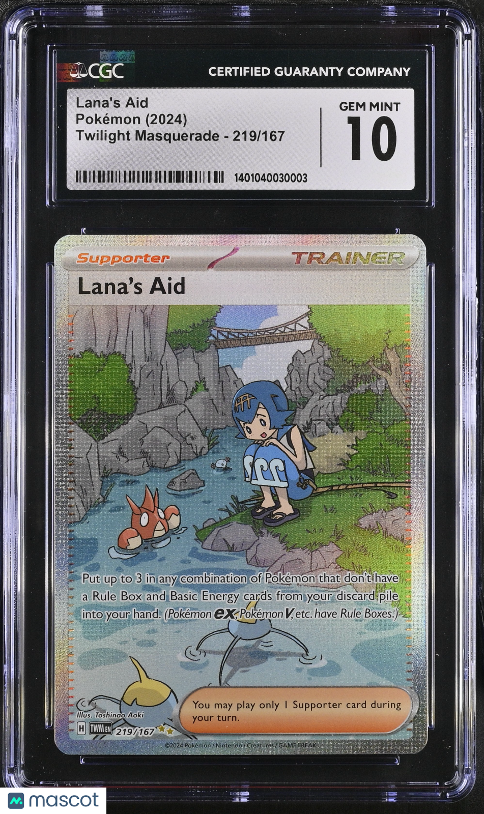 2024 Pokémon Twilight Masquerade Lana’s Aid #219/167 English CGC 10 - Graded TCG/CCG