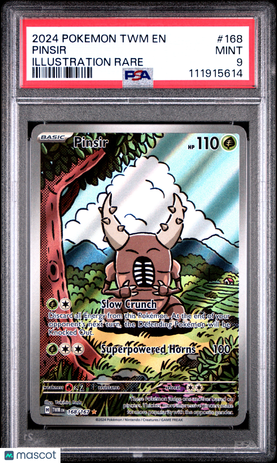 2024 Pokemon Twilight Masquerade Pinsir #168 Illustration Rare PSA 9 MINT - Graded TCG/CCG