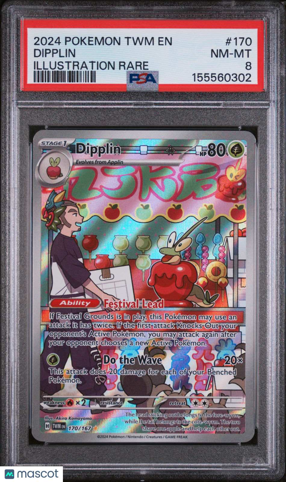 2024 Pokemon TWM EN-Twilight Masquerade Dipplin #170 Illustration Rare PSA 8 - Graded TCG/CCG