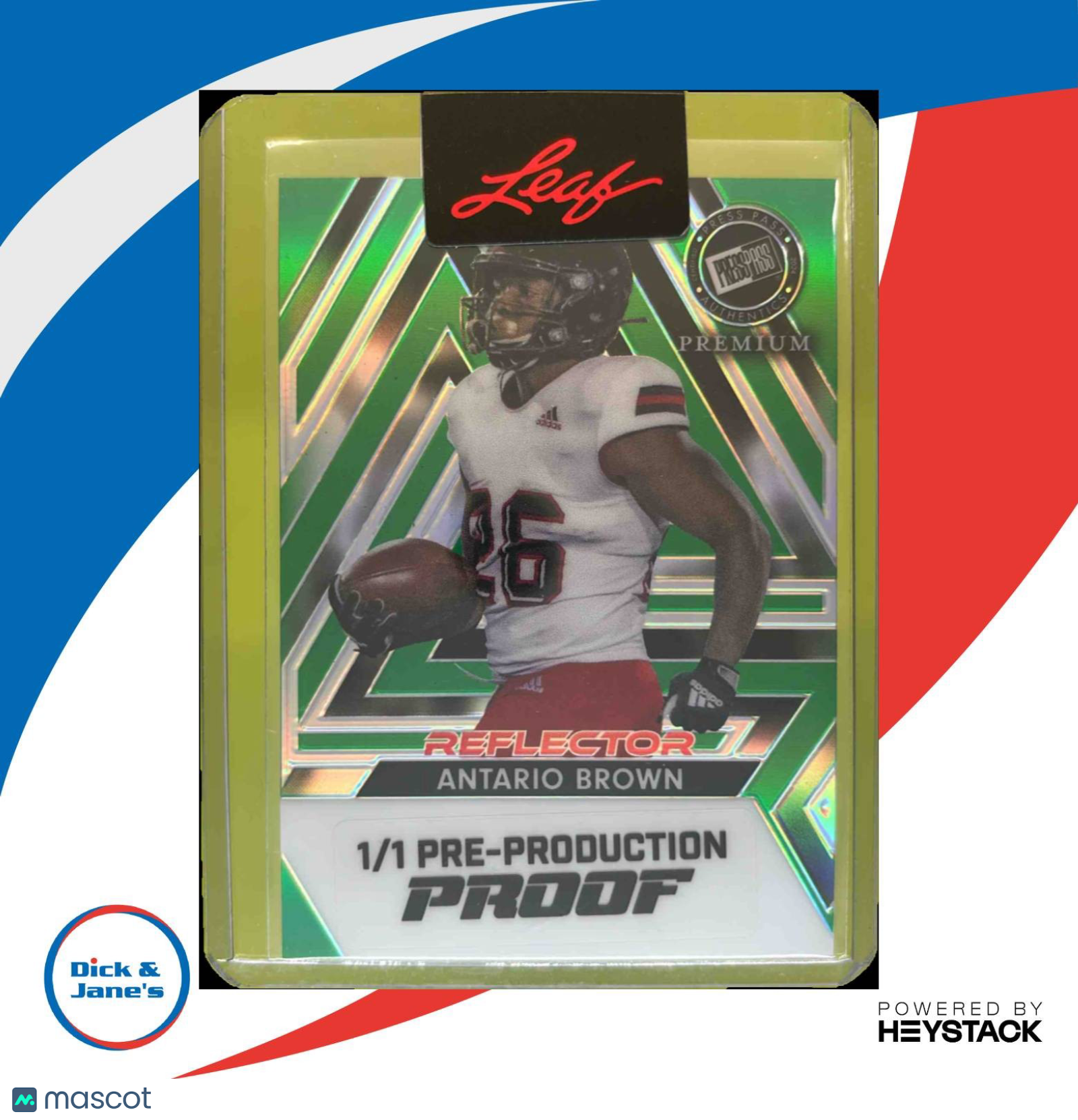 2024 Press Pass Premium Pre Production Proof Reflector Antario Brown 1/1 Green - Sports Cards