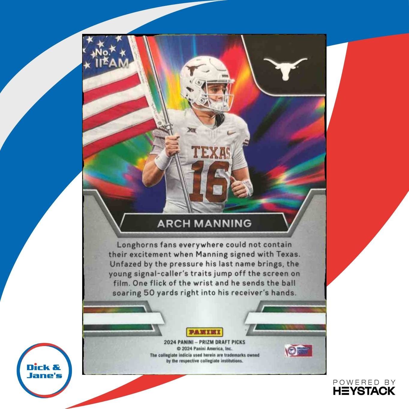 2024 Prizm Collegiate Draft Arch Manning Instant Impact Texas Longhorns - Sports Cards