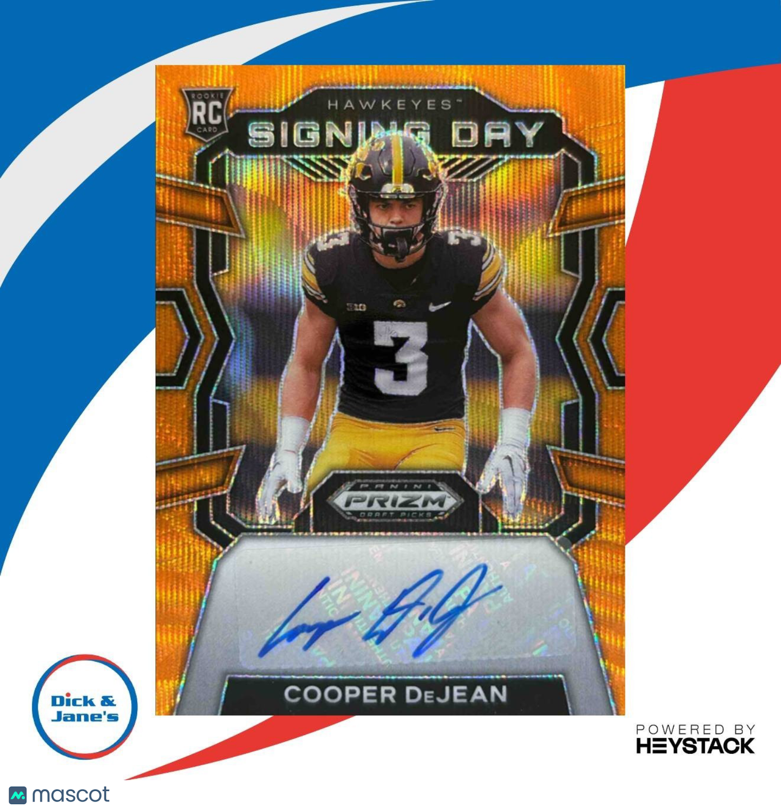 2024 Prizm Collegiate Draft Picks Cooper DeJean Signing Day Auto Orange Wave /25 - Sports Cards