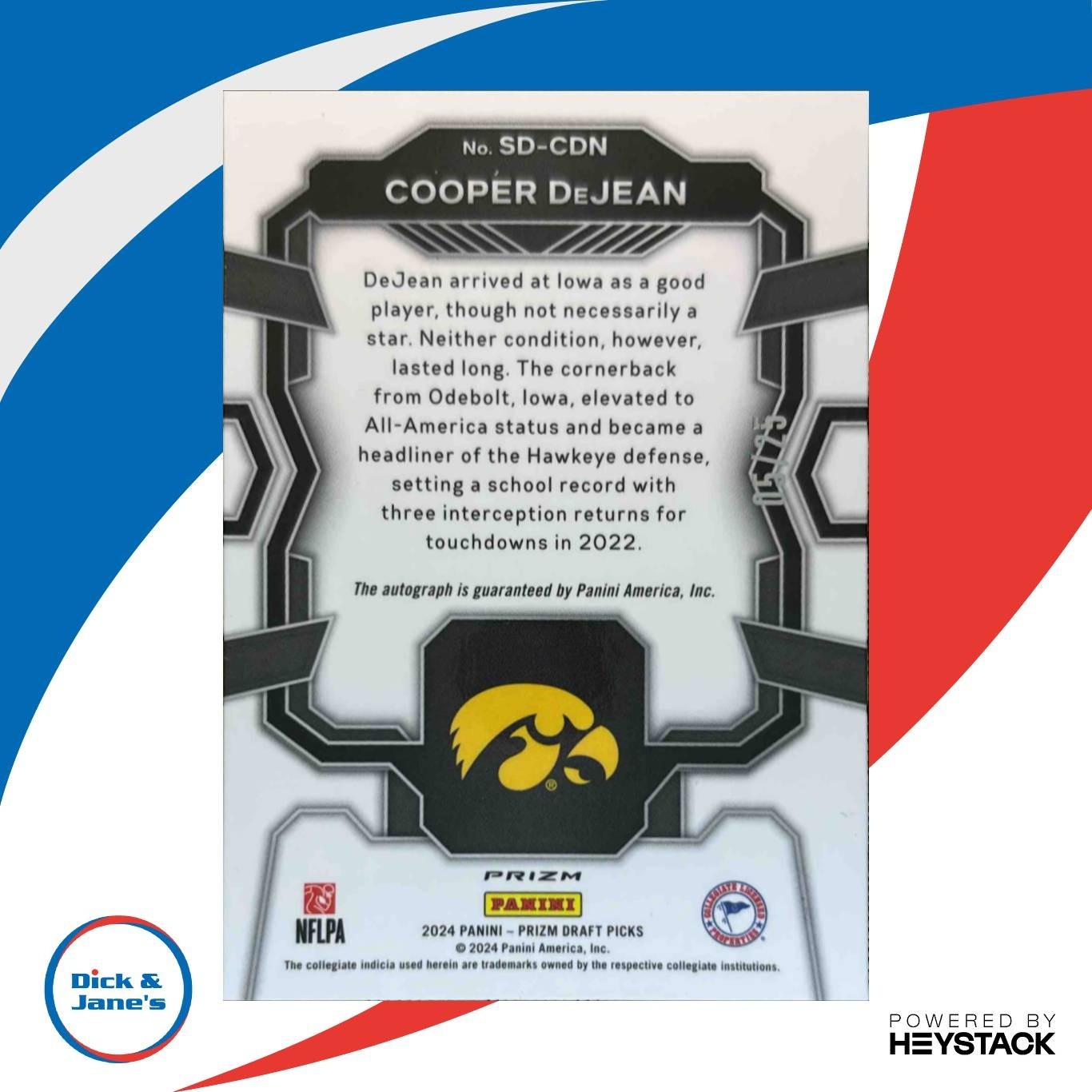 2024 Prizm Collegiate Draft Picks Cooper DeJean Signing Day Auto Orange Wave /25 - Sports Cards