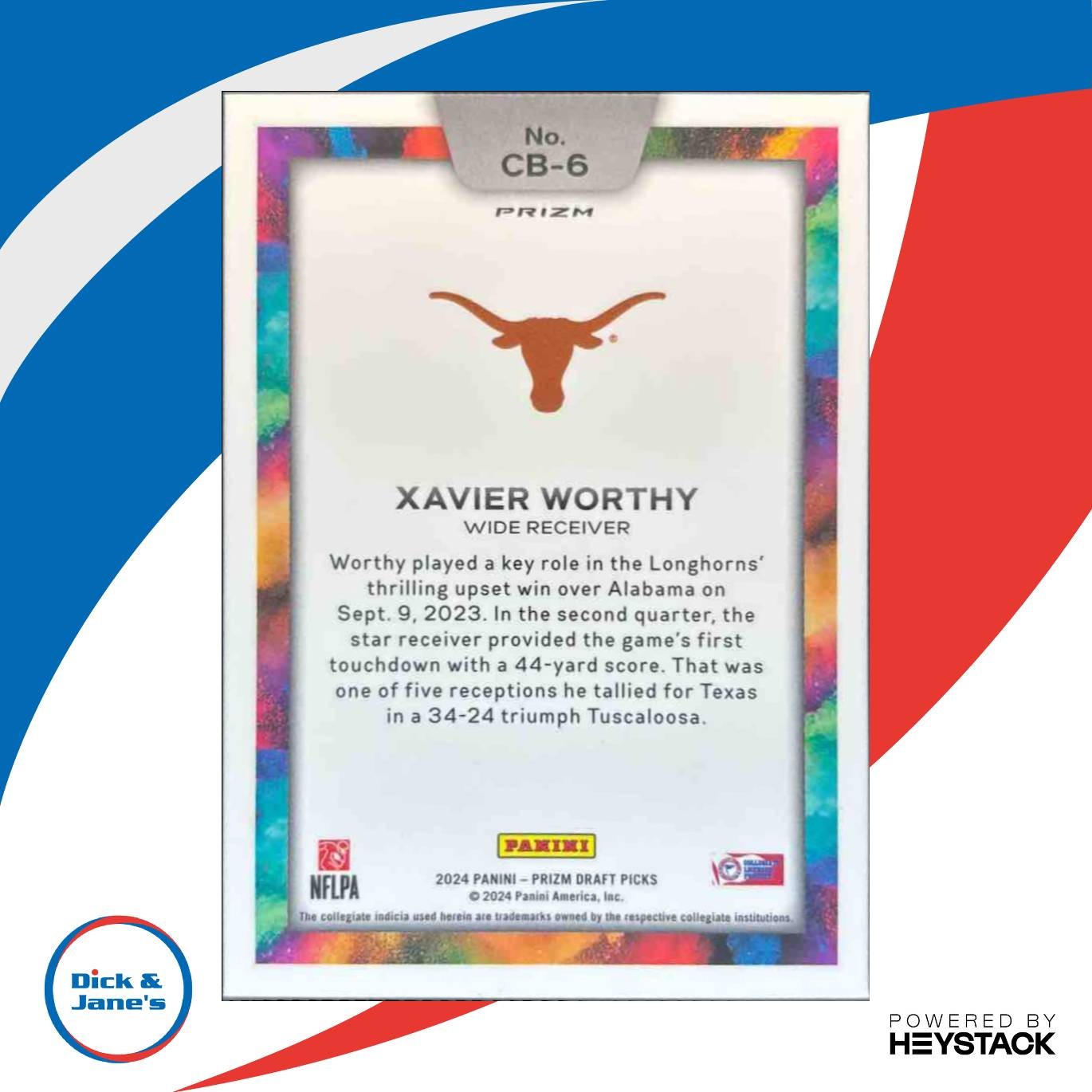 2024 Prizm Collegiate Draft Picks Xavier Worthy Color Blast RC Texas Longhorns - Sports Cards