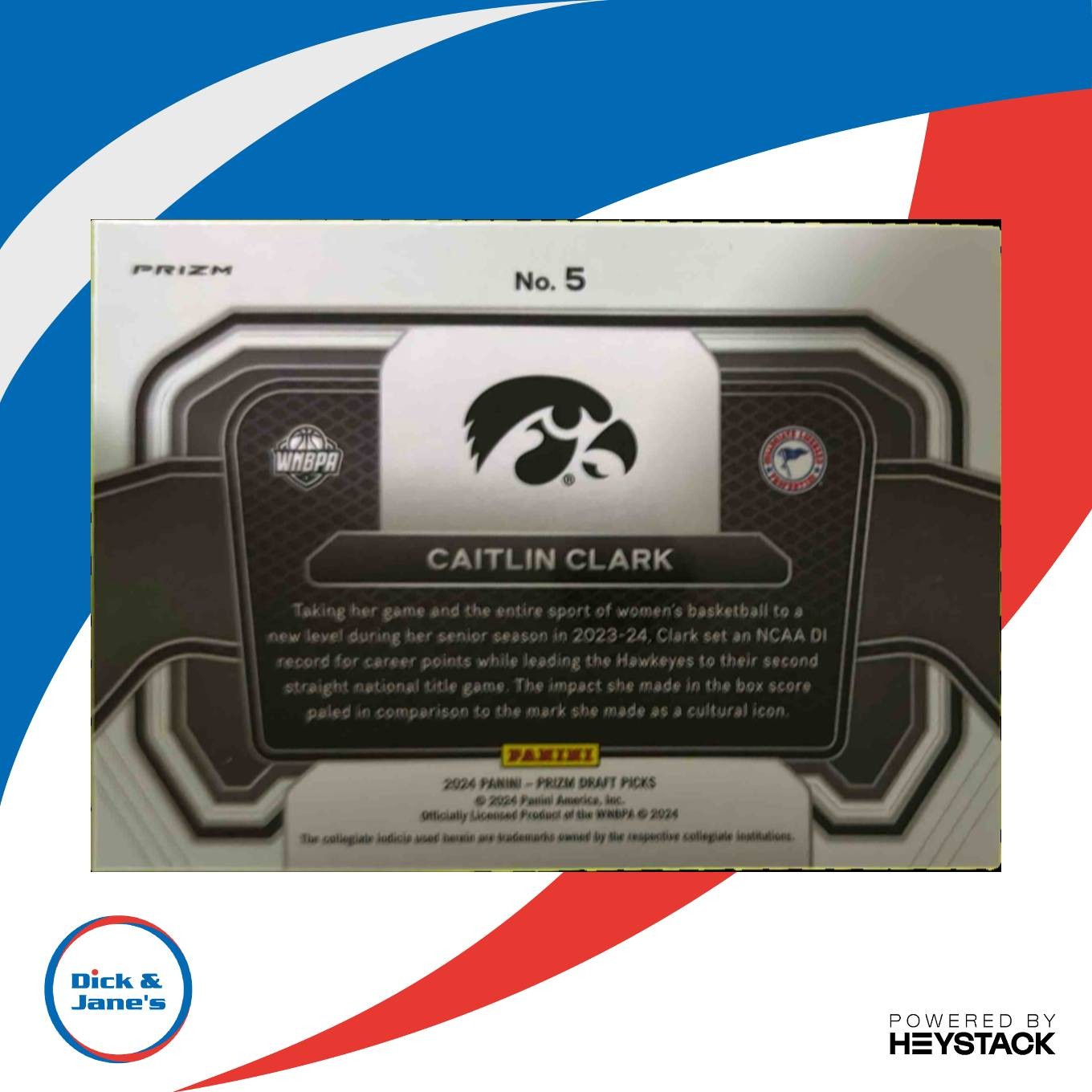 2024 Prizm Draft Picks Collegiate Caitlin Clark Campus Legends Silver Holo - Sports Cards