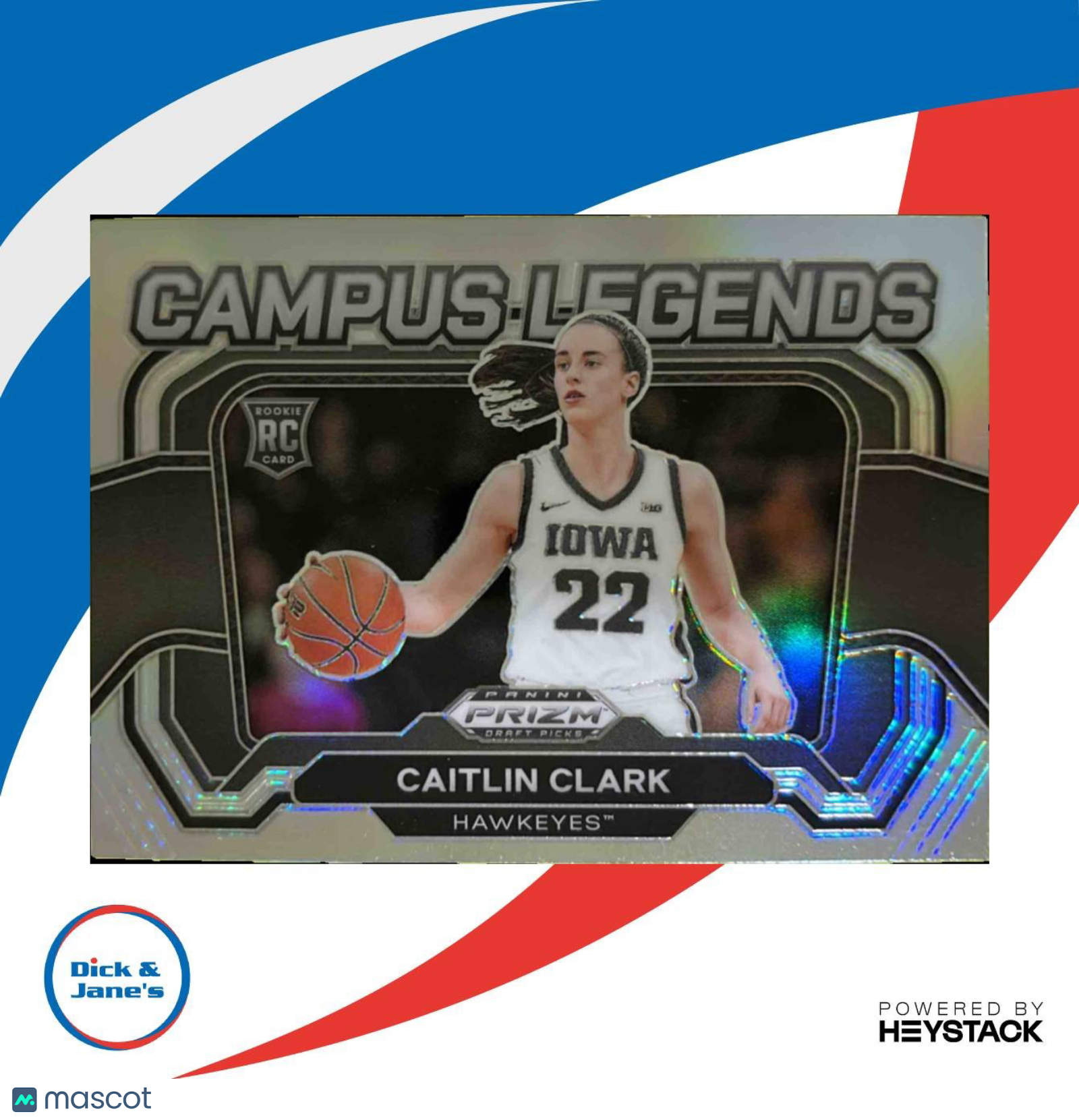 2024 Prizm Draft Picks Collegiate Caitlin Clark Campus Legends Silver Holo - Sports Cards