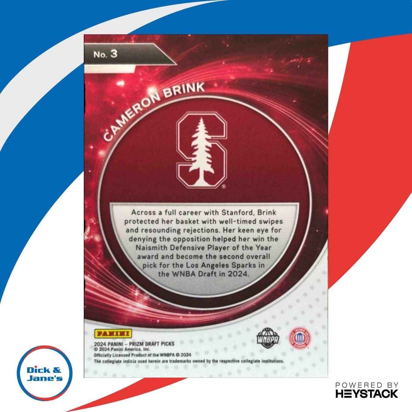 2024 Prizm Draft Picks Collegiate Cameron Brink Student Orientation #3 Cardinal - Sports Cards