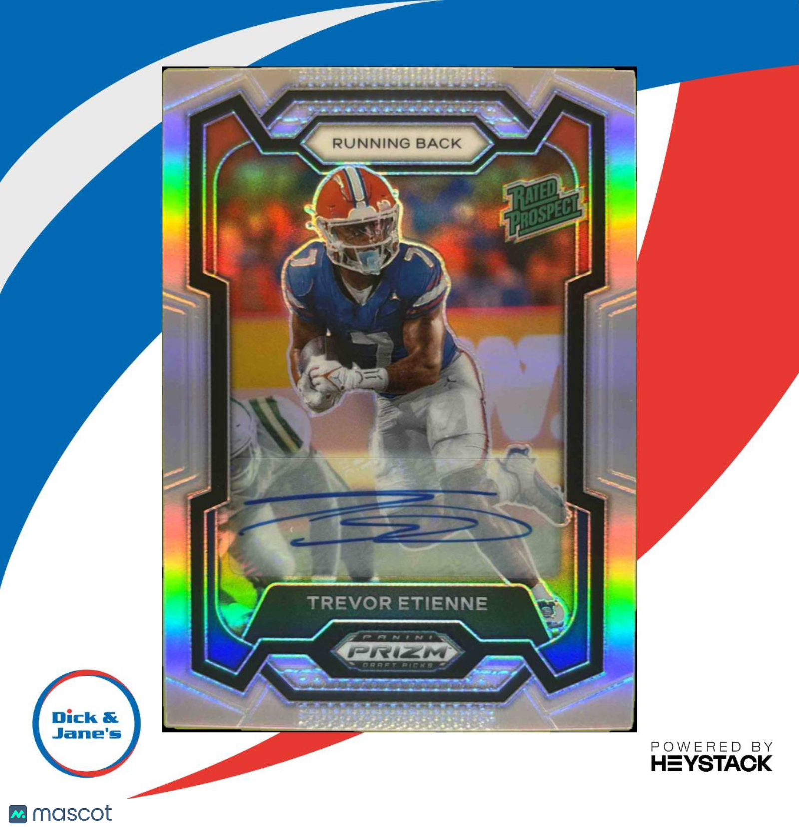 2024 Prizm Draft Picks Trevor Etienne Auto Silver Holo #196 RC Florida Gators - Sports Cards