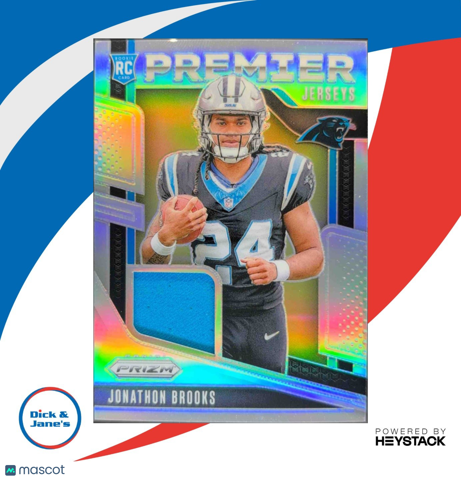 2024 Prizm Jonathon Brooks Premier Jerseys Memorabilia Rookie Carolina Panthers - Sports Cards