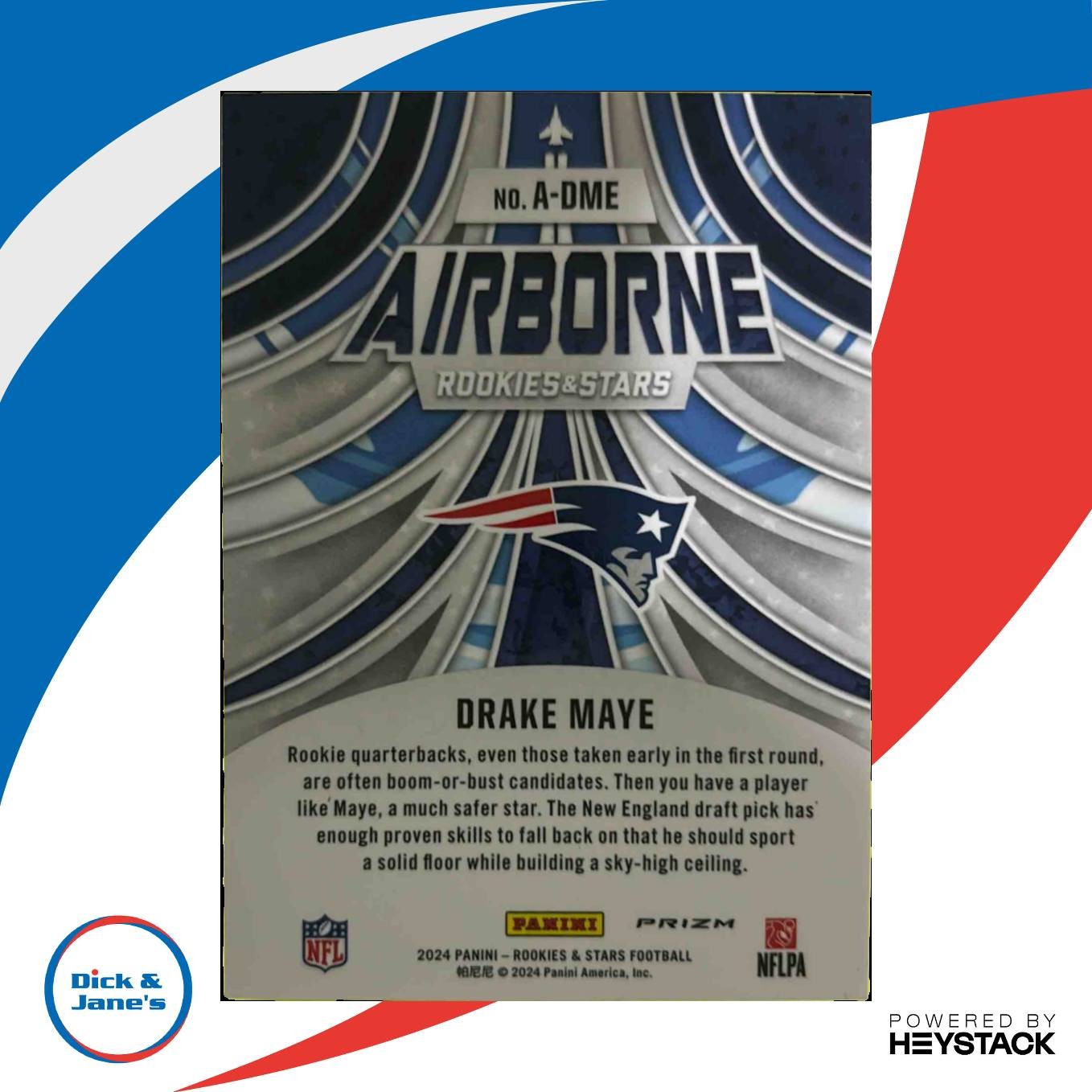 2024 Rookies & Stars Drake Maye Airborne Red Plaid A-DME RC New England Patriots - Sports Cards