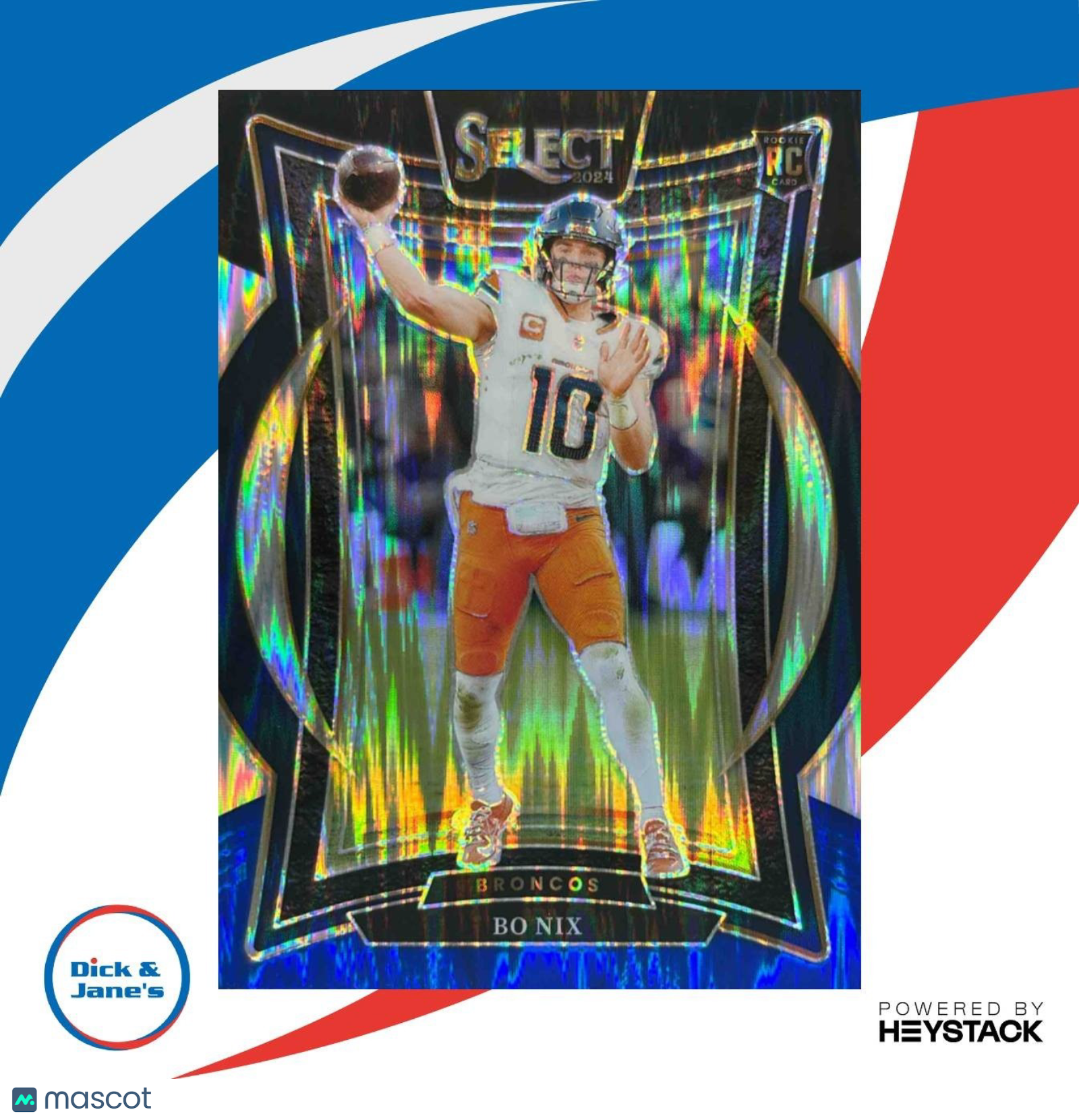 2024 Select Bo Nix Concourse Black and Blue Prizm Shock #30 RC Denver Broncos - Sports Cards