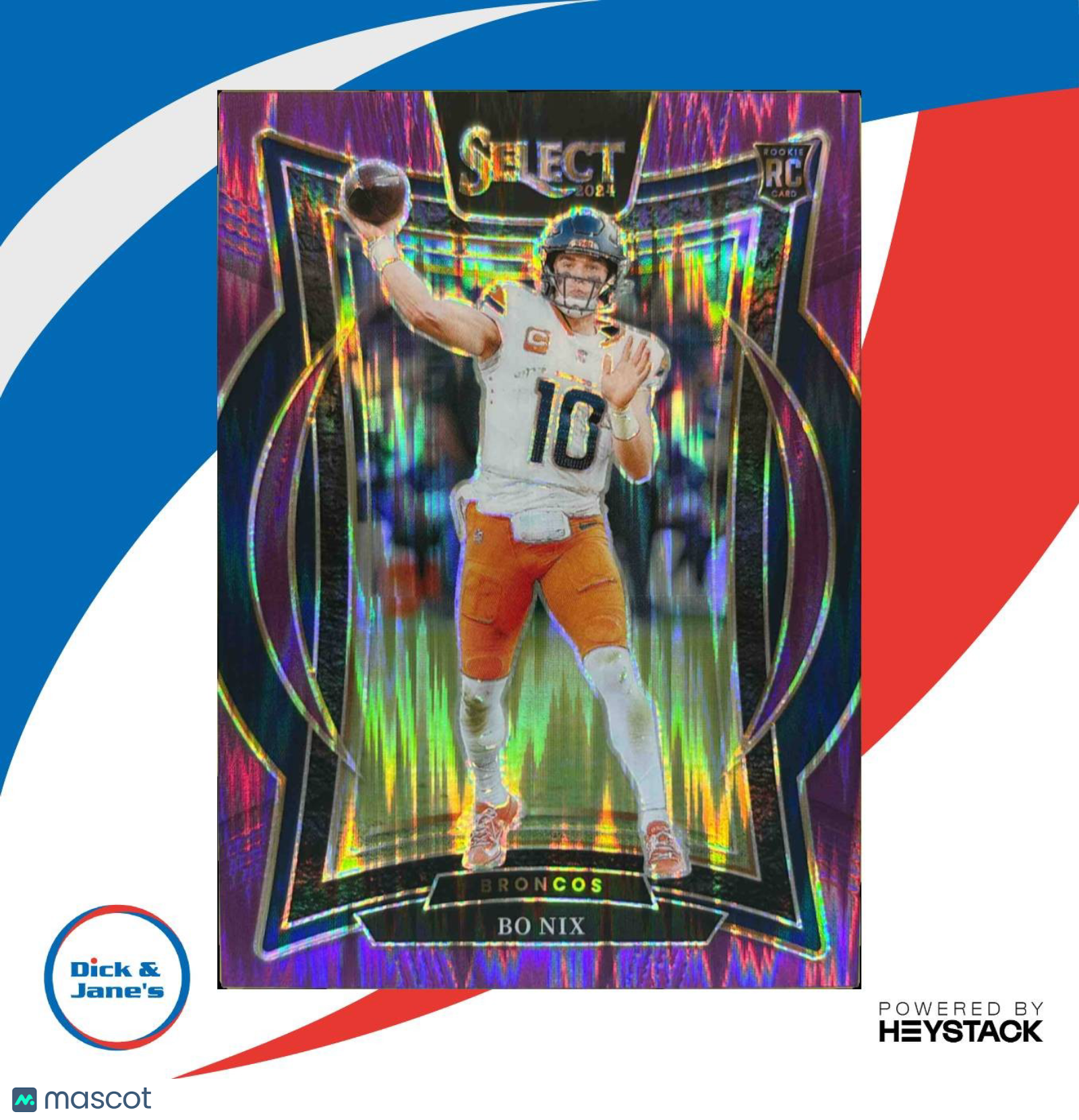 2024 Select Bo Nix Concourse Purple Prizm Shock 74/360 #30 RC Denver Broncos - Sports Cards