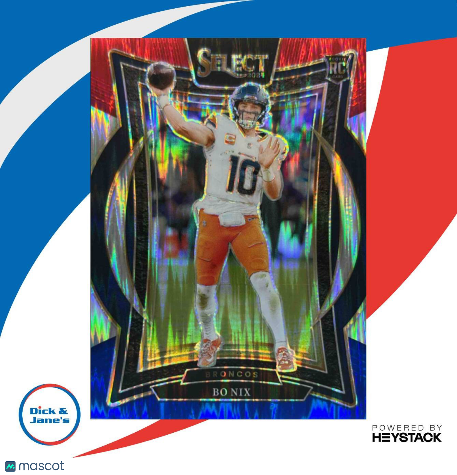 2024 Select Bo Nix Concourse Red and Blue Prizm Shock #30 RC Denver Broncos - Sports Cards