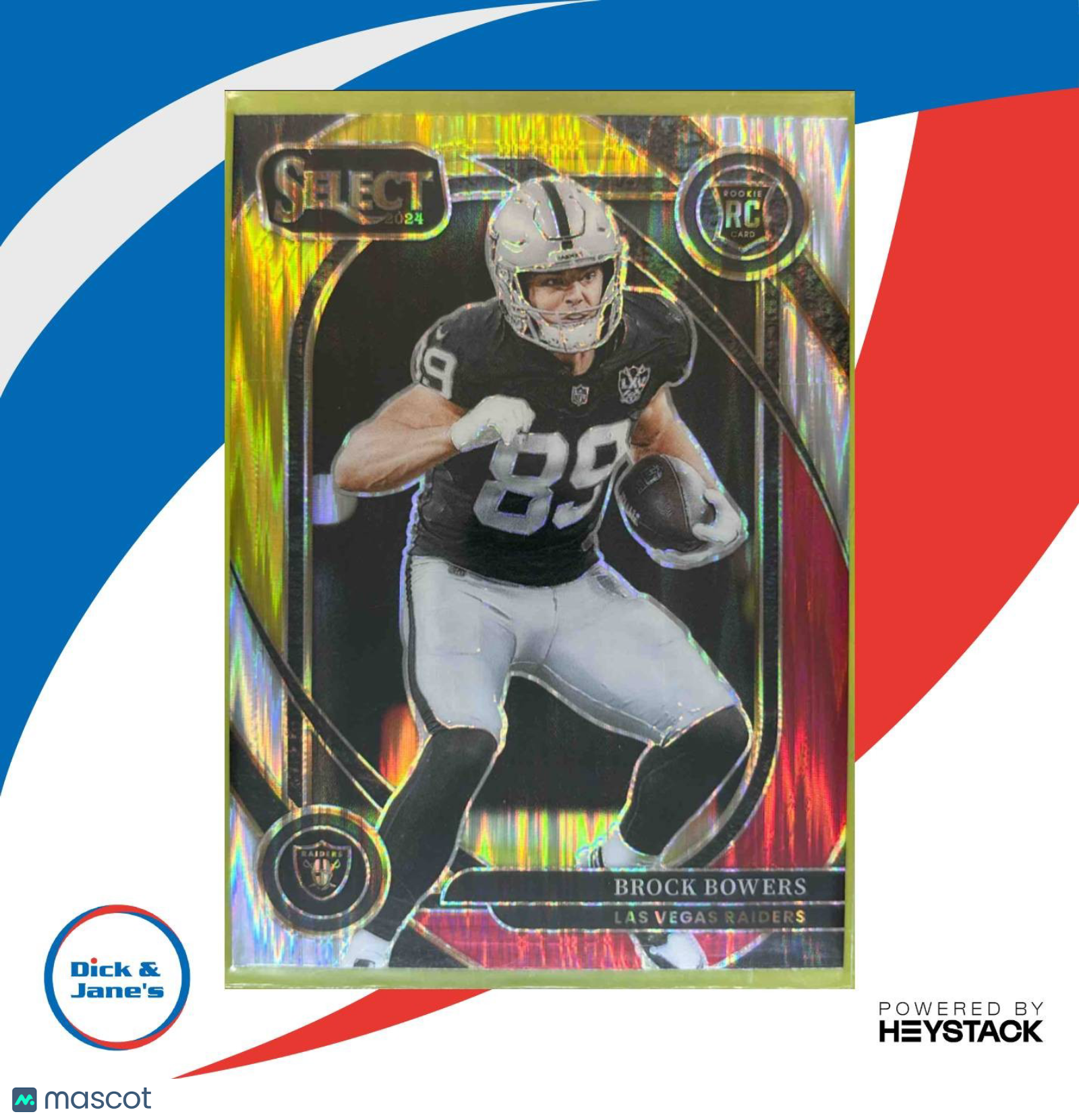 2024 Select Brock Bowers Club Red and Yellow Prizm #222 RC Las Vegas Raiders - Sports Cards