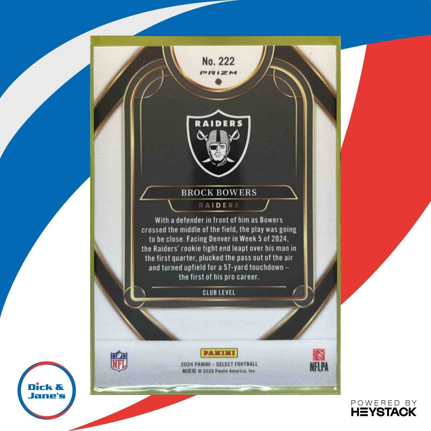 2024 Select Brock Bowers Club Red and Yellow Shock #222 RC Las Vegas Raiders - Sports Cards