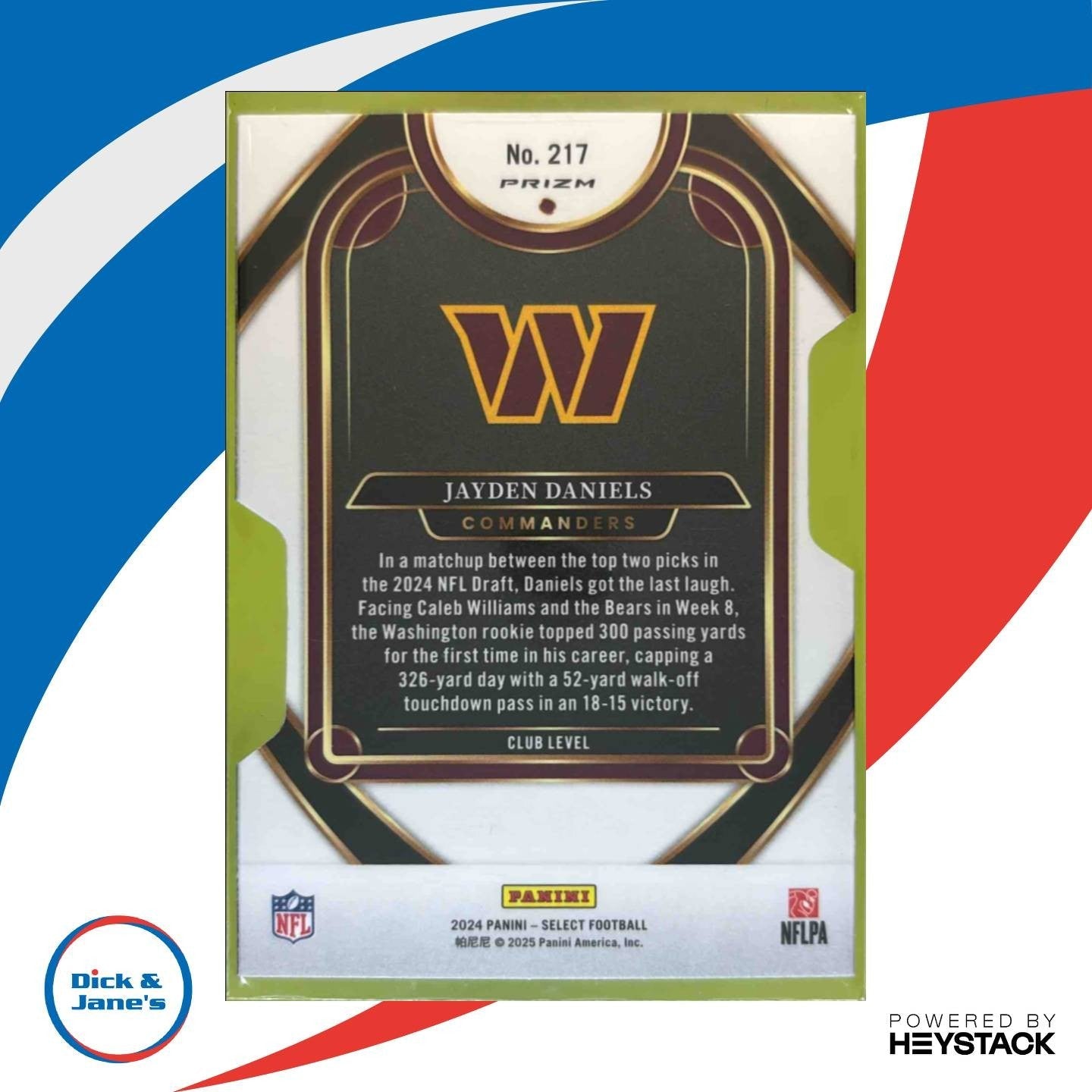 2024 Select Jayden Daniels Club Silver Prizm Die-Cut #217 RC Commanders - Sports Cards