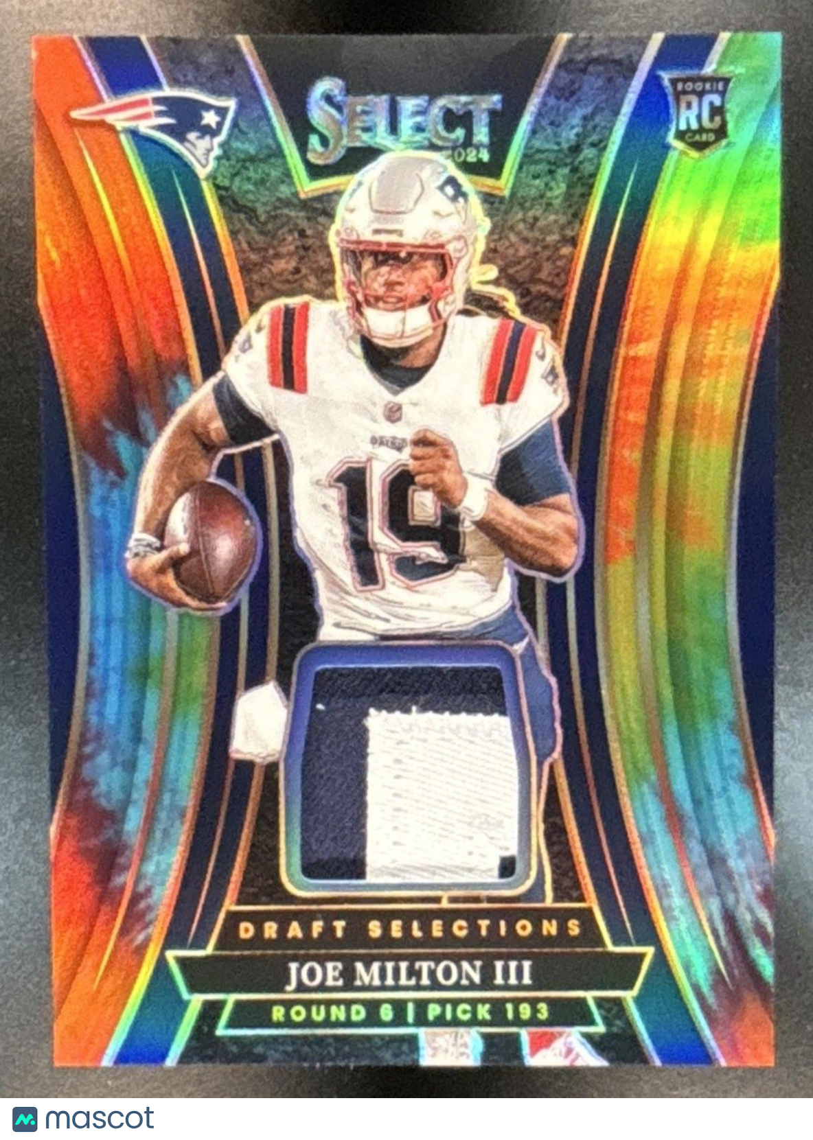 2024 Select Joe Milton III Draft Selections Patch Tie Dye /25 MEM RC Patriots - Sports Cards