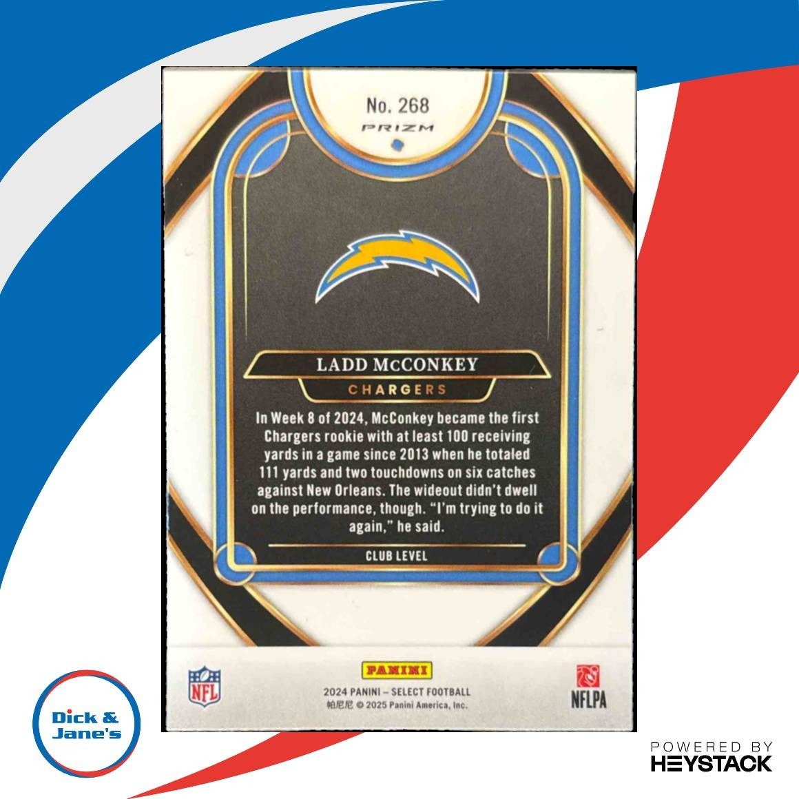 2024 Select Ladd McConkey Black and Orange Shock #268 RC Los Angeles Chargers - Sports Cards