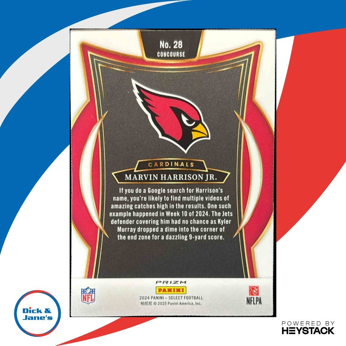2024 Select Marvin Harrison Jr.Black and Red Shock #28 RC Arizona Cardinals - Sports Cards