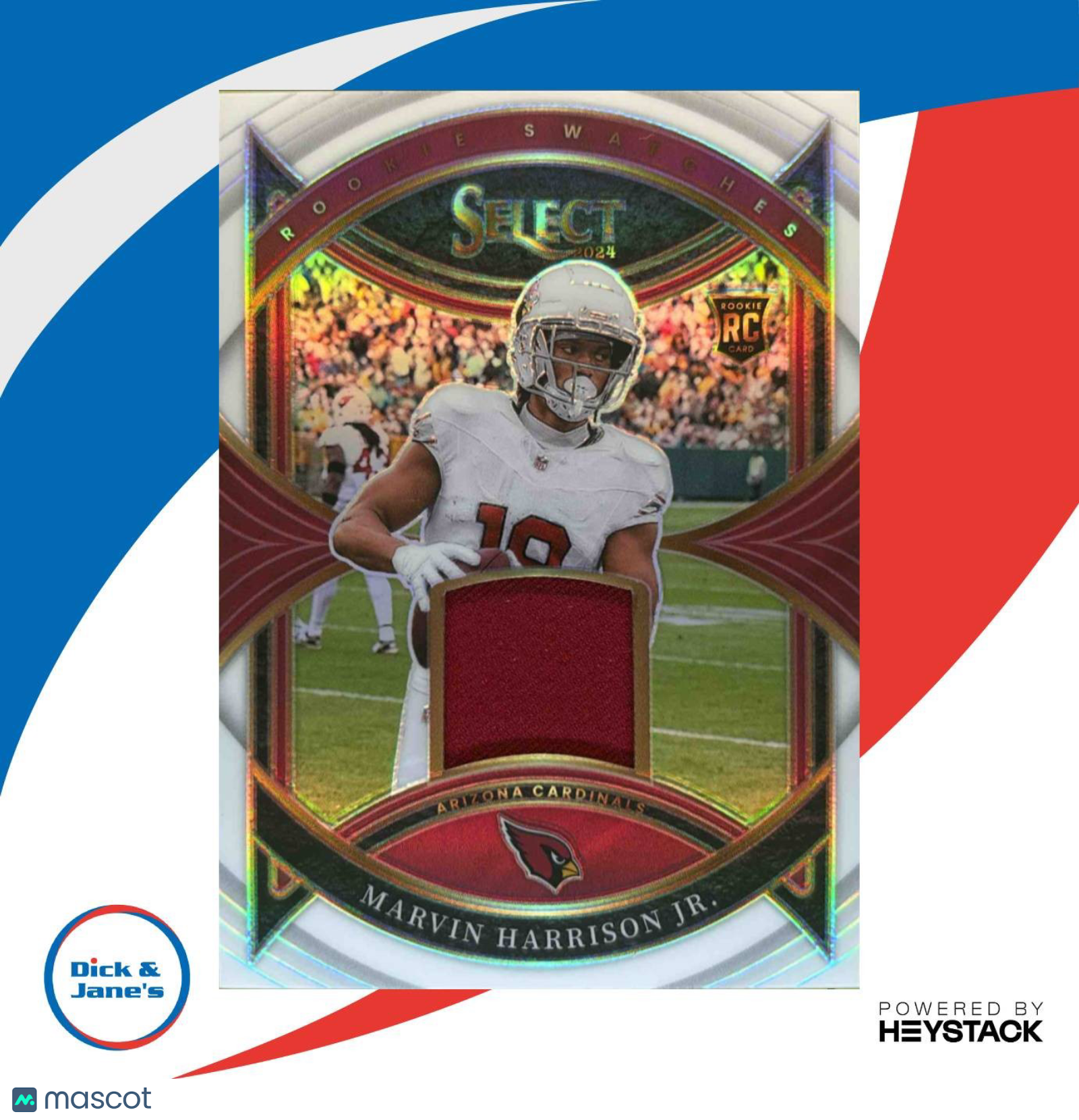 2024 Select Marvin Harrison Jr. Rookie Swatches White Prizm 69/75 RC Cardinals - Sports Cards