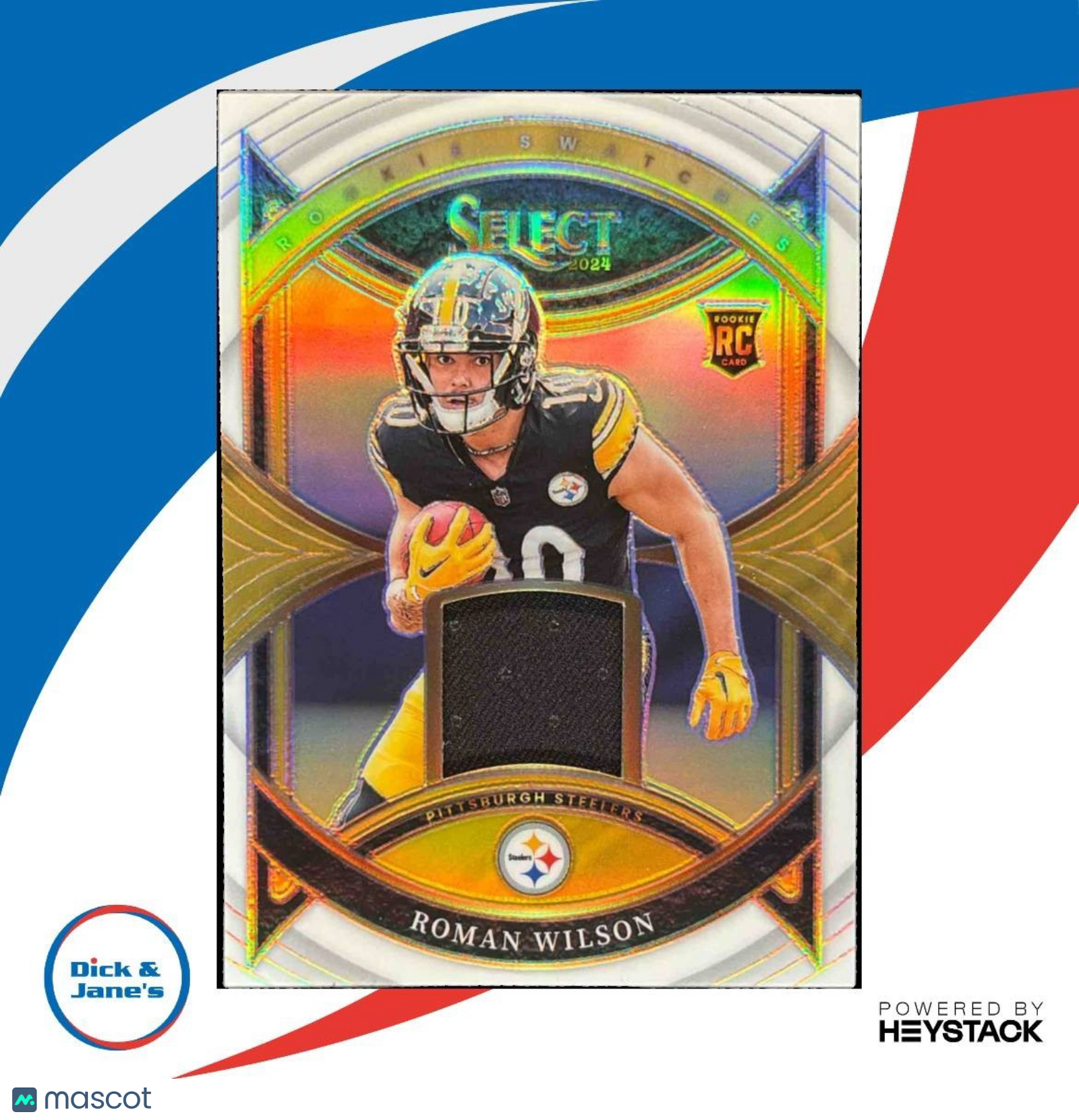 2024 Select Roman Wilson Rookie Swatches White /75 MEM RC Pittsburgh Steelers - Sports Cards