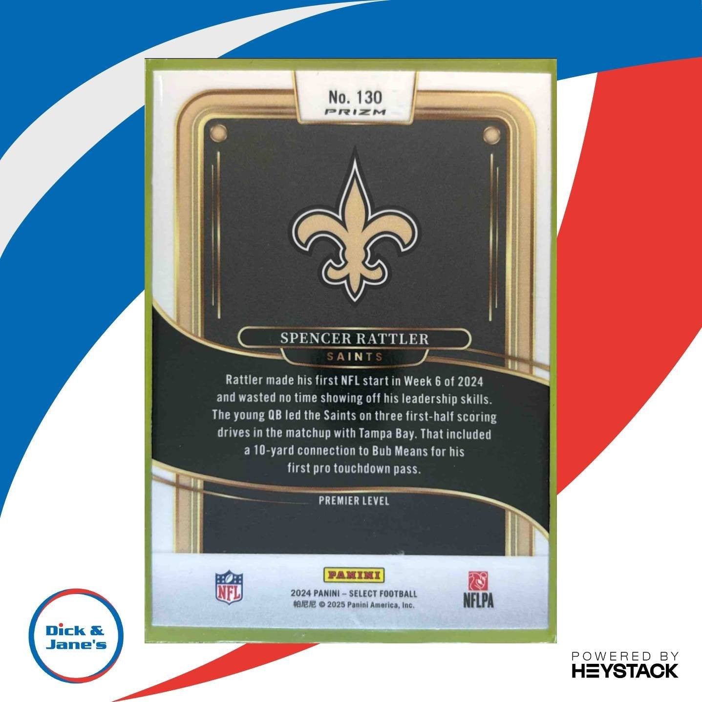 2024 Select Spencer Rattler Premier Black and Green Shock #130 RC Saints - Sports Cards