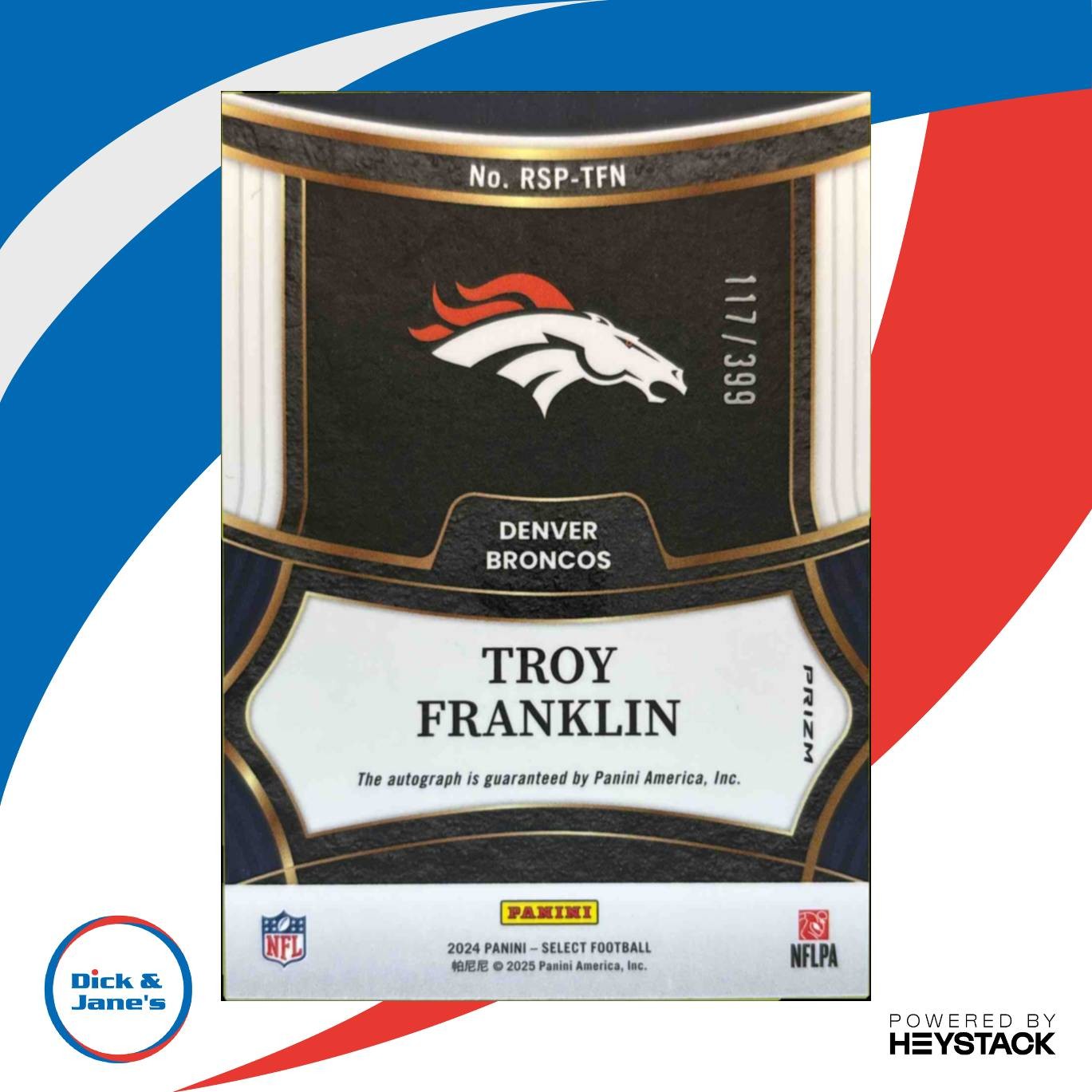 2024 Select Troy Franklin Rookie Signatures 117/399 RC Auto Denver Broncos - Sports Cards