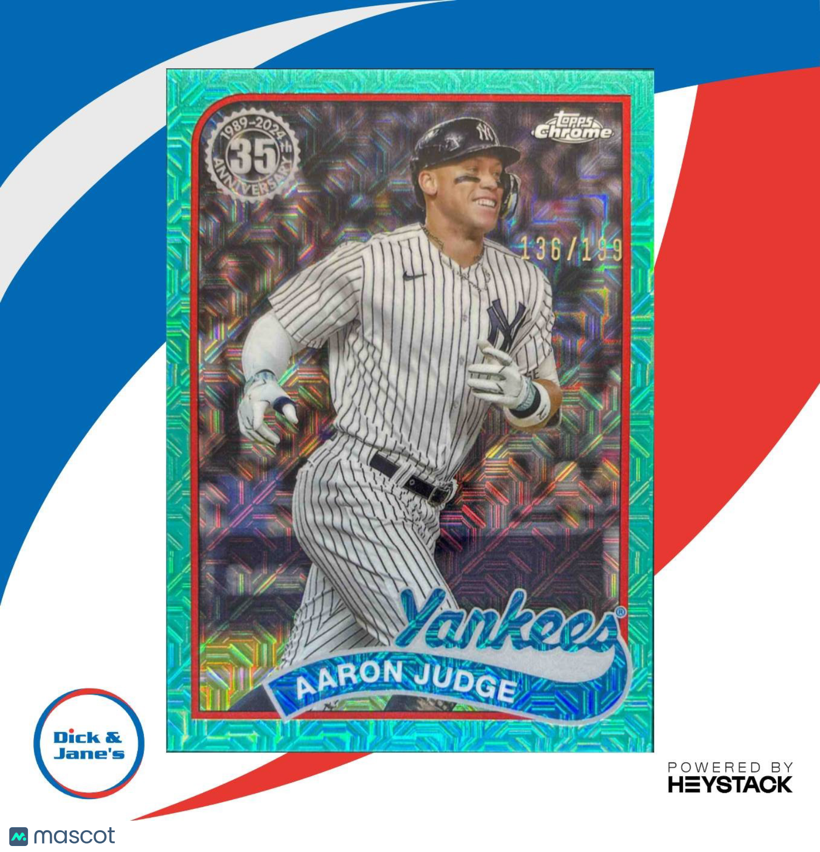 2024 Topps Aaron Judge 1989 Baseball Chrome (Series Two) Aqua /199 Yankees - Sports Cards