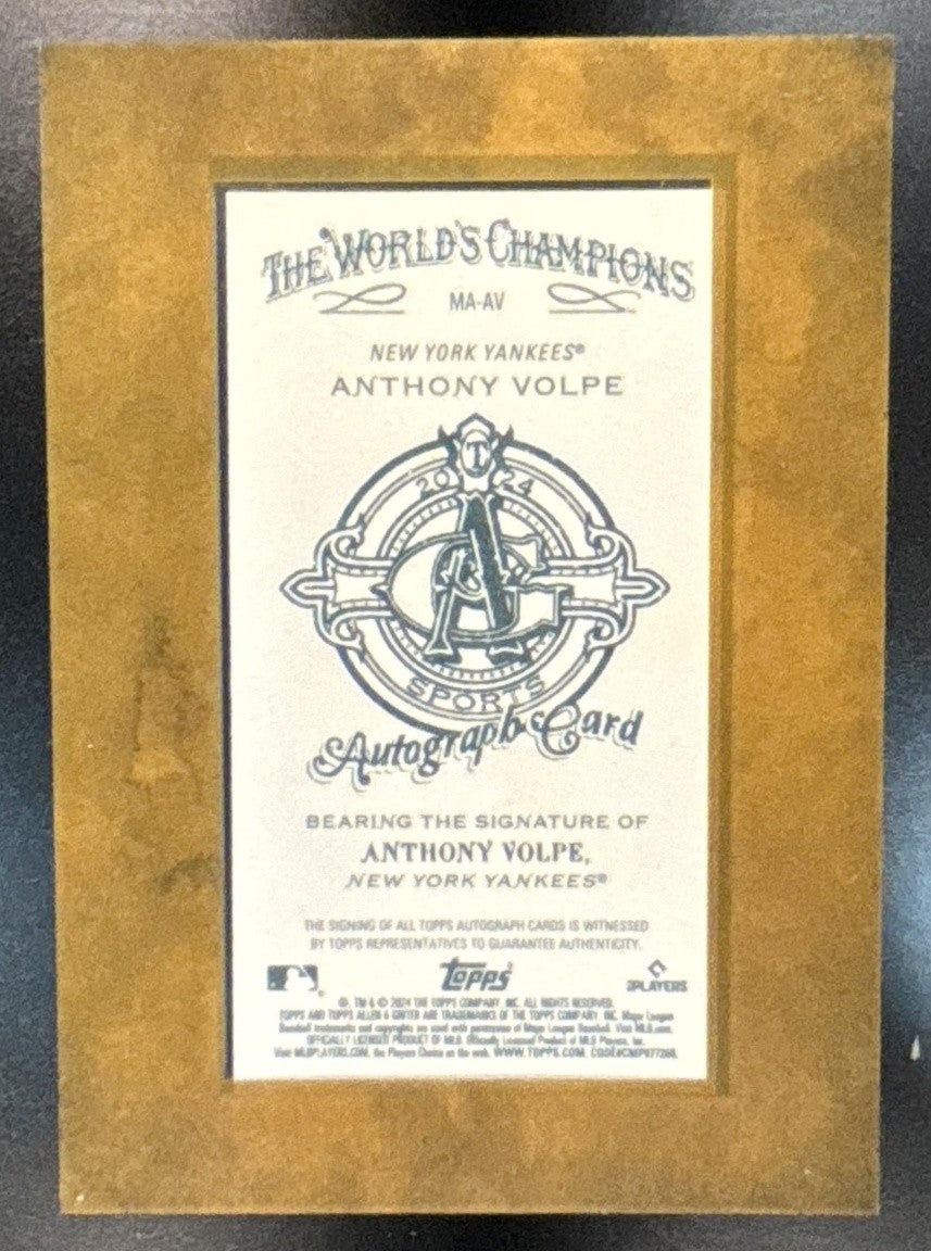 2024 Topps Allen & Ginter Anthony Volpe Mini Baseball Auto New York Yankees - Sports Cards