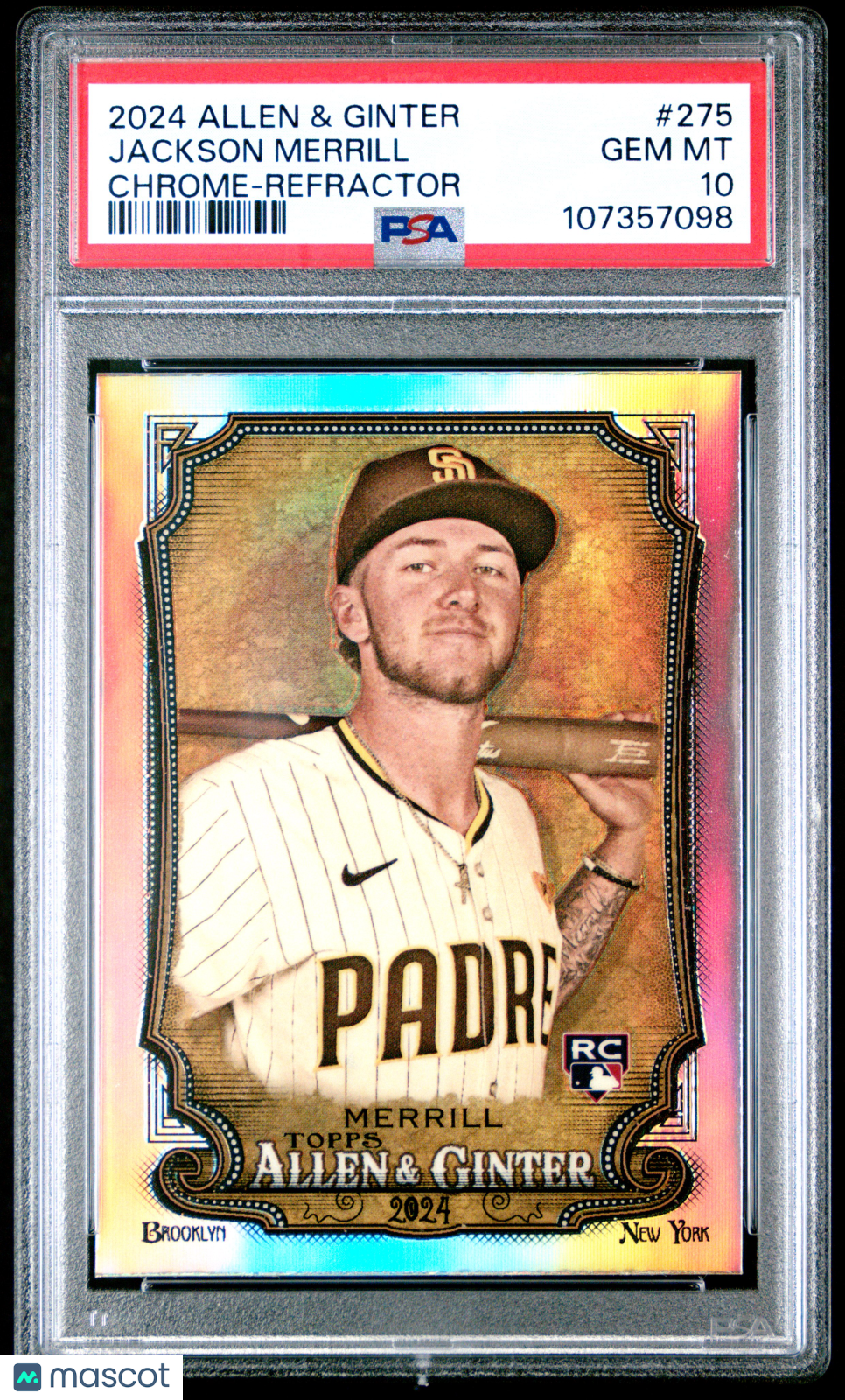 2024 Topps Allen & Ginter Jackson Merrill Chrome Refractor #275 PSA 10 GEM MINT - Graded Sports Cards