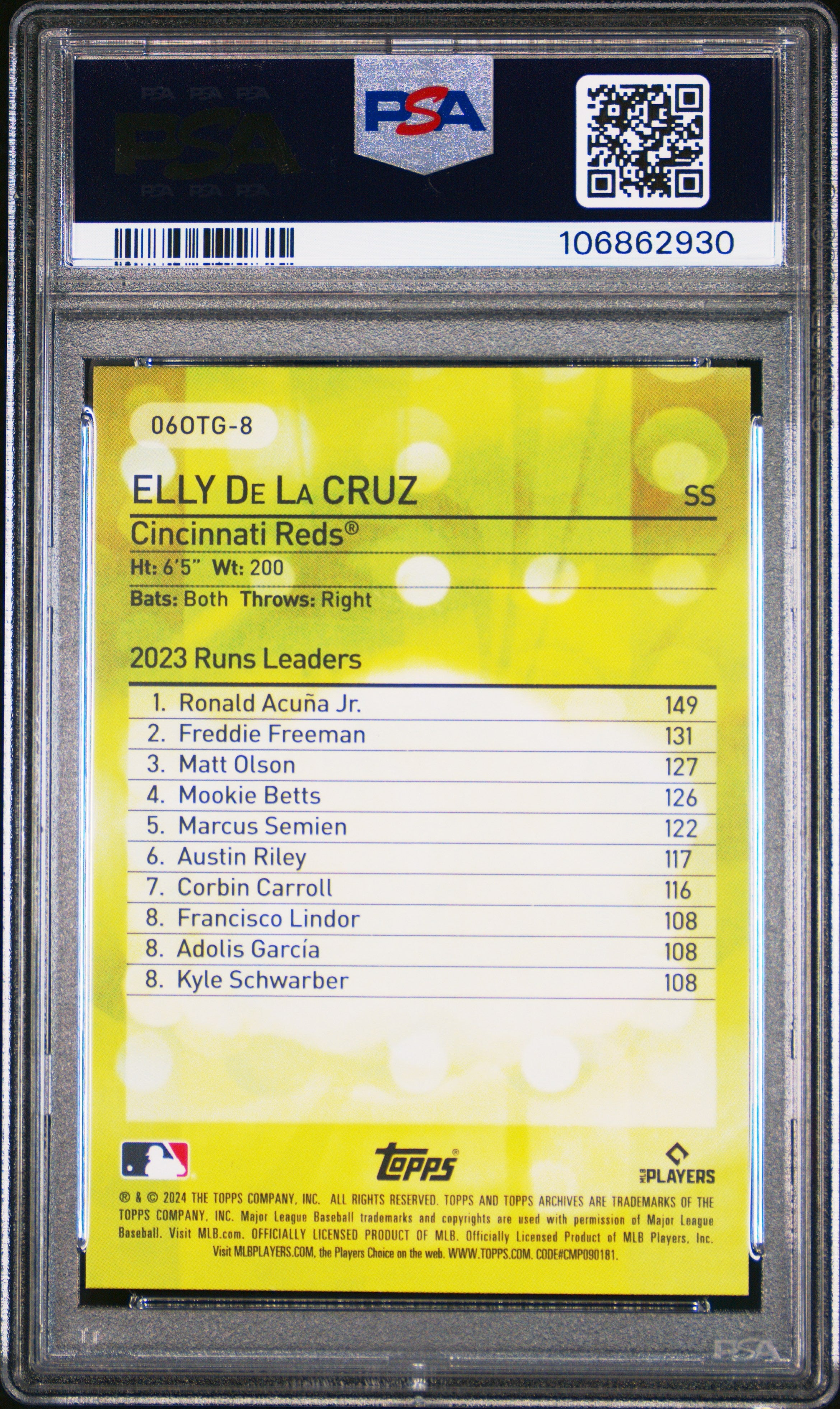 2024 Topps Archives ’06 Own The Game Elly De La Cruz Rookie PSA 9 MINT Reds - Graded Sports Cards