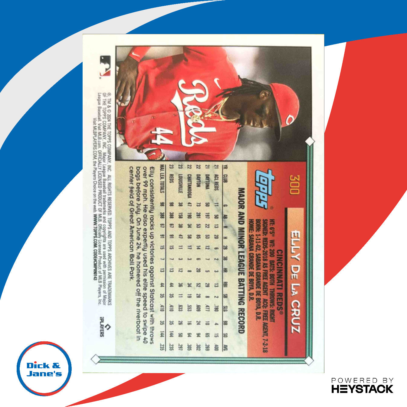 2024 Topps Archives #300 Elly De La Cruz RC Cincinnati Reds Rookie Card - Sports Cards