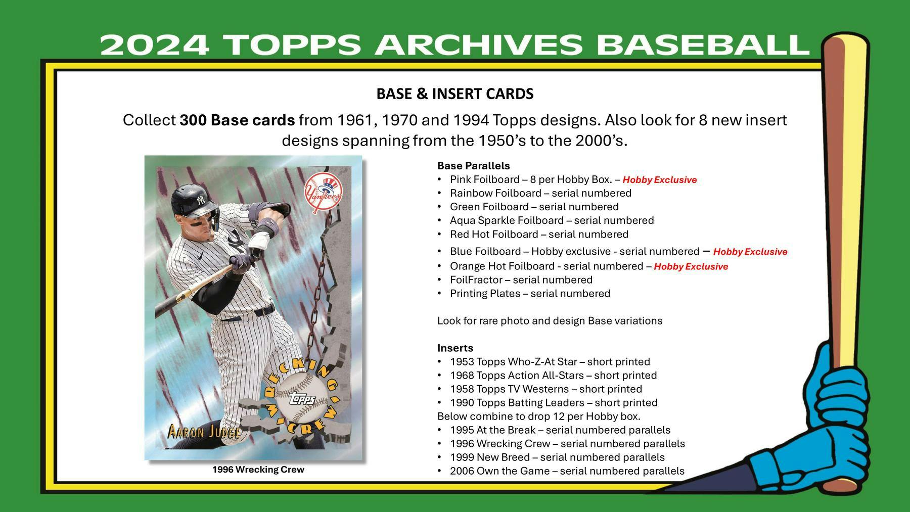 2024 Topps Archives Baseball Hobby Box (2 Autos) - MLB hobby