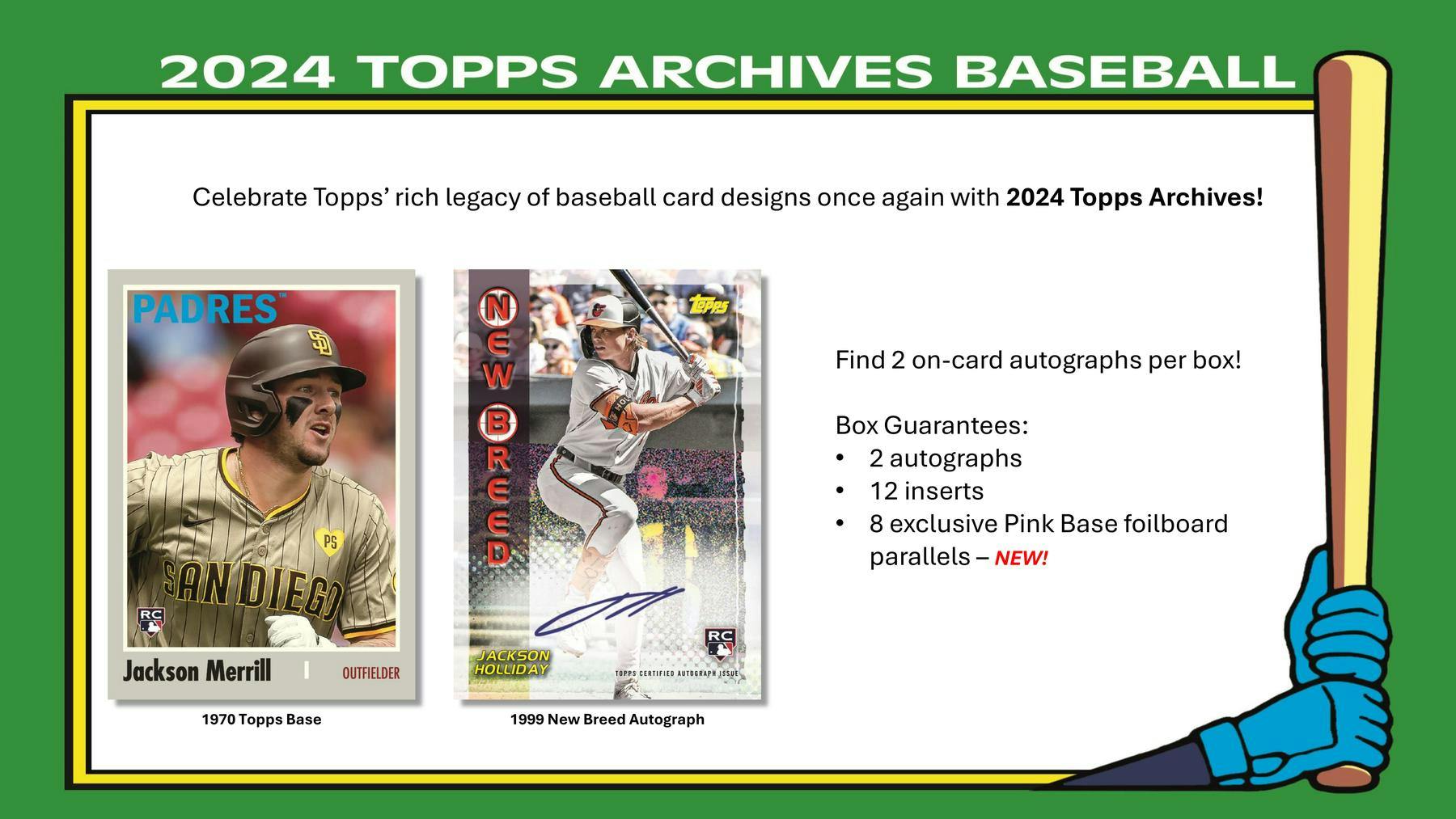 2024 Topps Archives Baseball Hobby Box (2 Autos) - MLB hobby