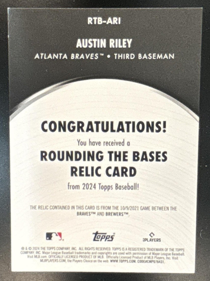 2024 Topps Austin Riley Rounding the Bases Relics Gold /50 MEM Atlanta Braves - Sports Cards