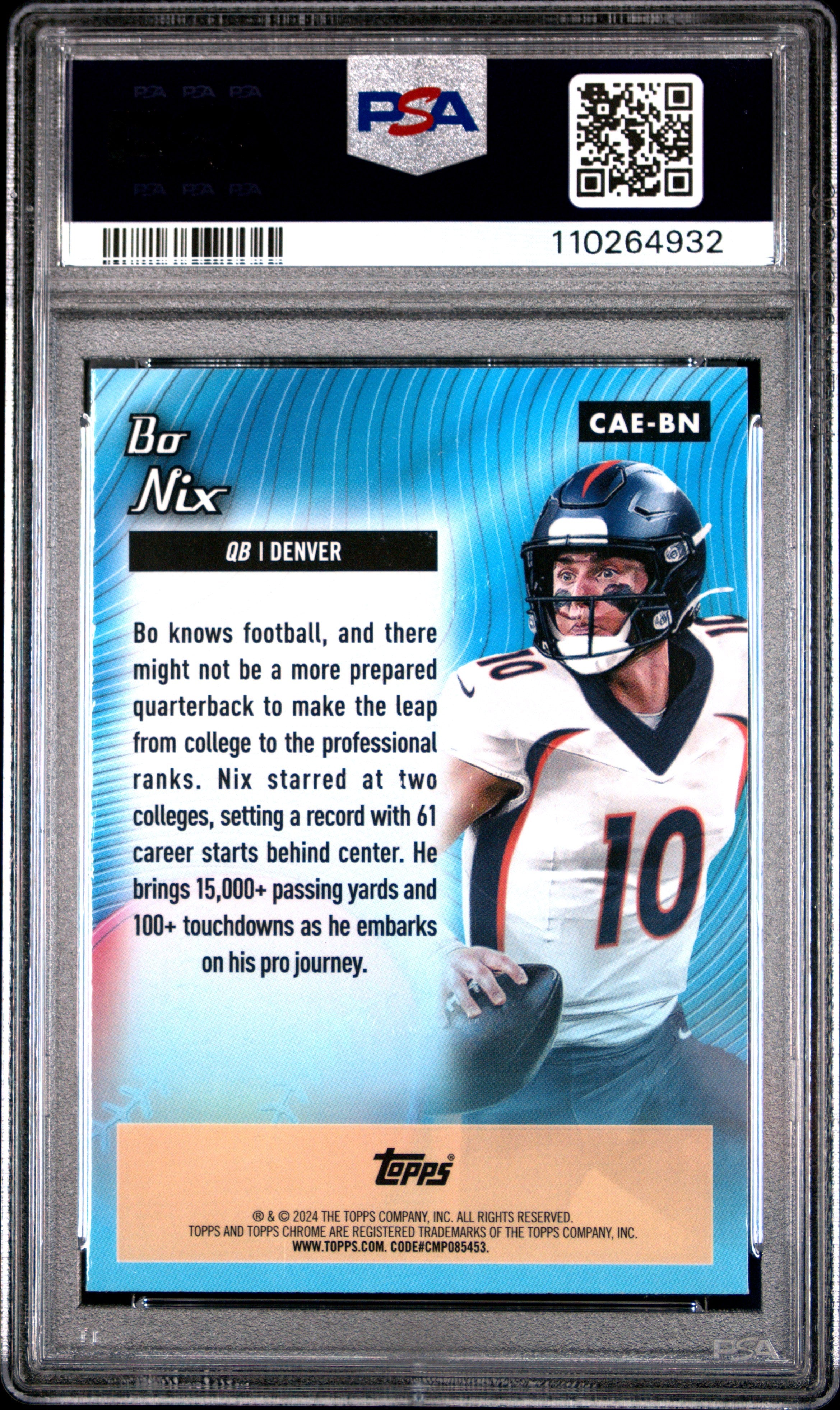 2024 Topps Chrome Chrome All-Etch Bo Nix X Fractor Rookie PSA 9 MINT - Graded Sports Cards